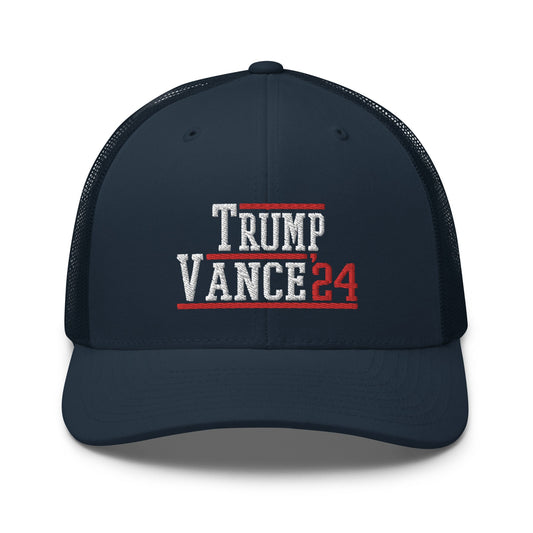 Donald Trump JD Vance 2024 Snapback Trucker Hat Navy