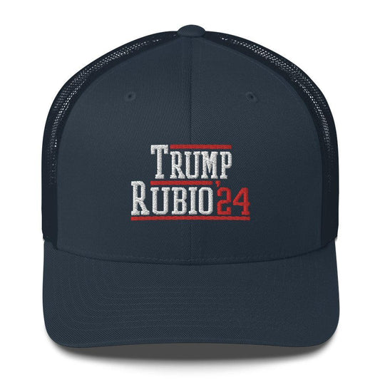 Donald Trump Marco Rubio 2024 Snapback Trucker Hat Navy