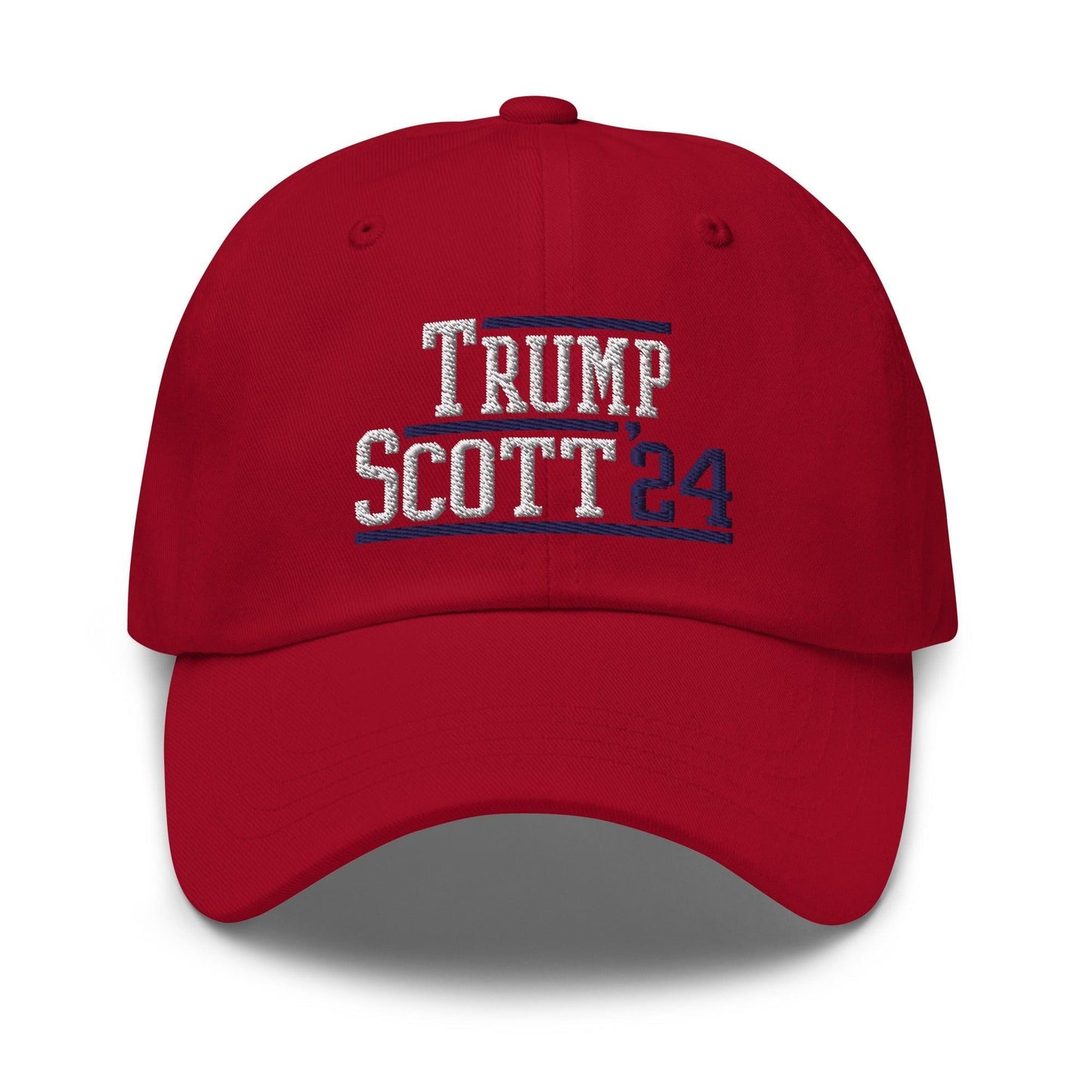 Donald Trump Tim Scott 2024 Dad Hat Cranberry