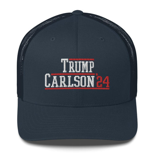 Donald Trump Tucker Carlson 2024 Snapback Hat Navy