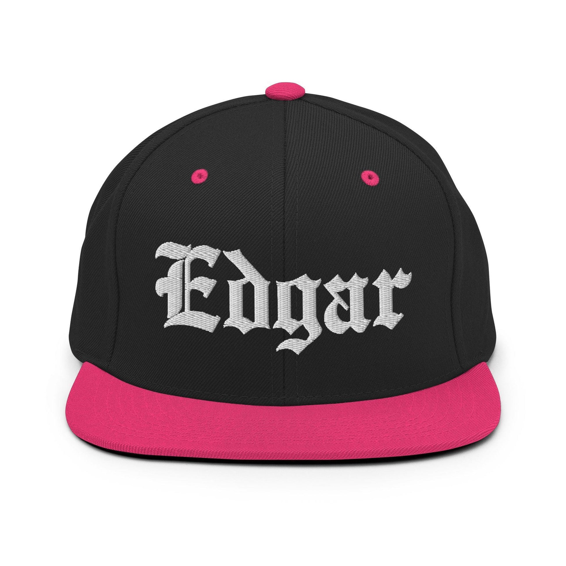 Edgar Old English Snapback Hat Black/ Neon Pink