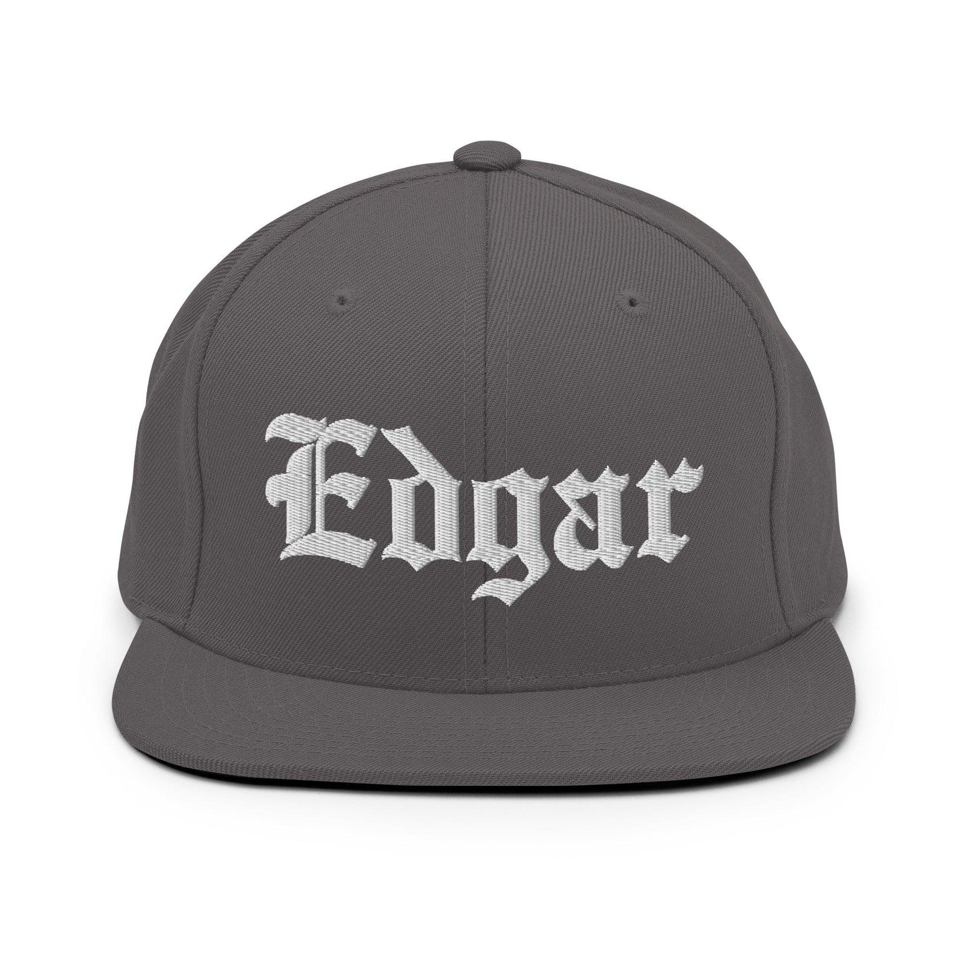 Edgar Old English Snapback Hat Dark Grey