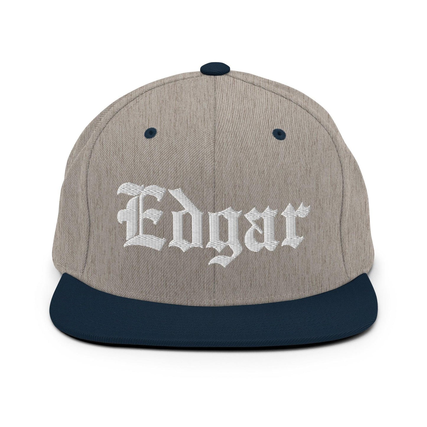 Edgar Old English Snapback Hat Heather Grey/ Navy