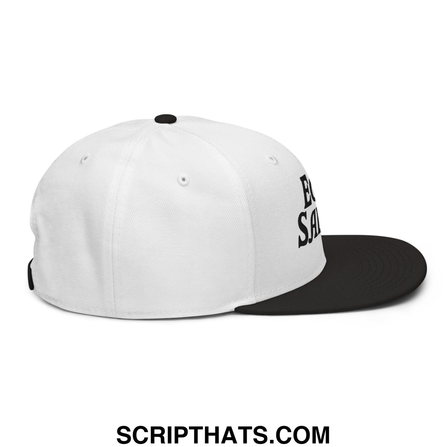 Egg Salad Embroidered Flat Brim Bill Snapback Hat Black White White