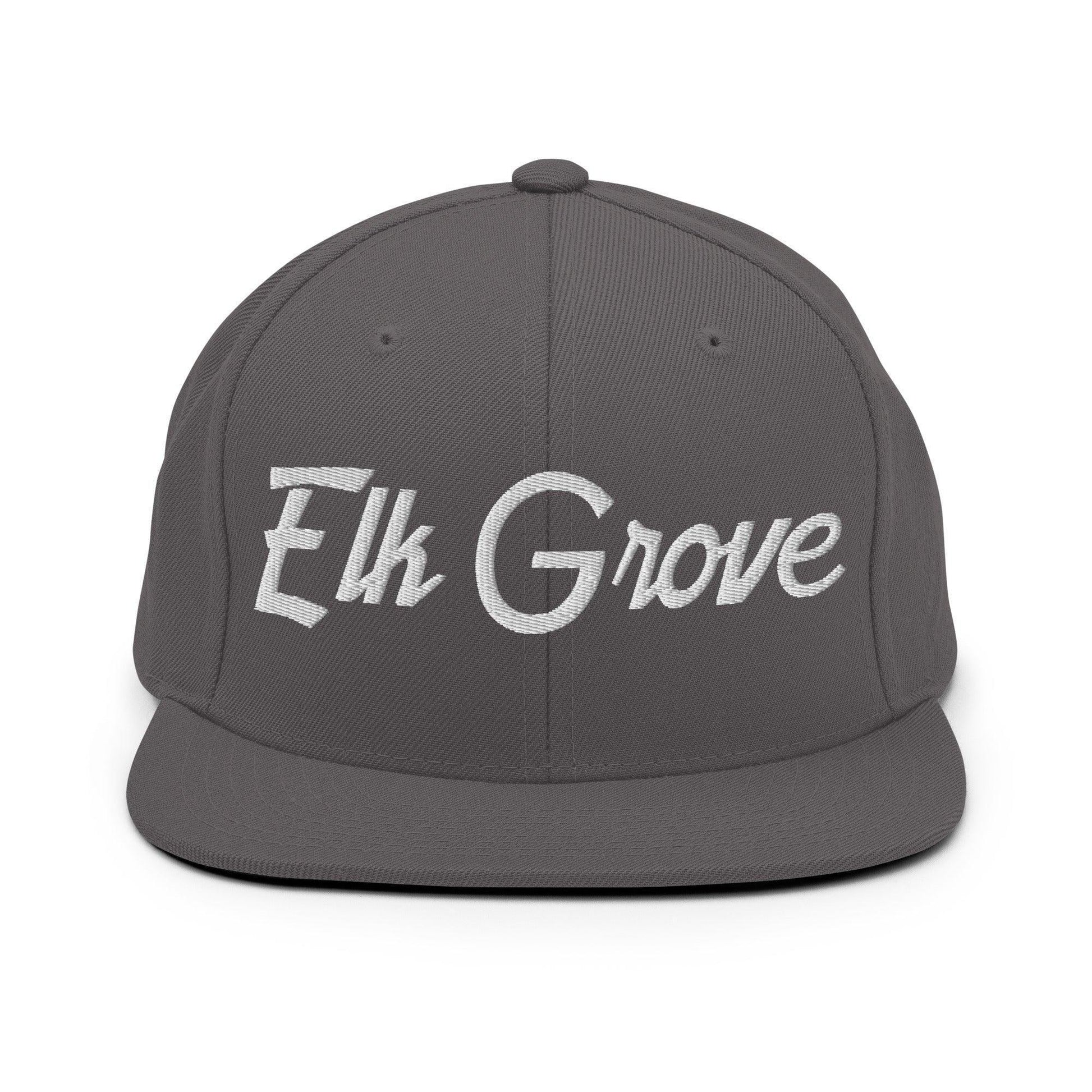 Elk Grove Script Snapback Hat Dark Grey