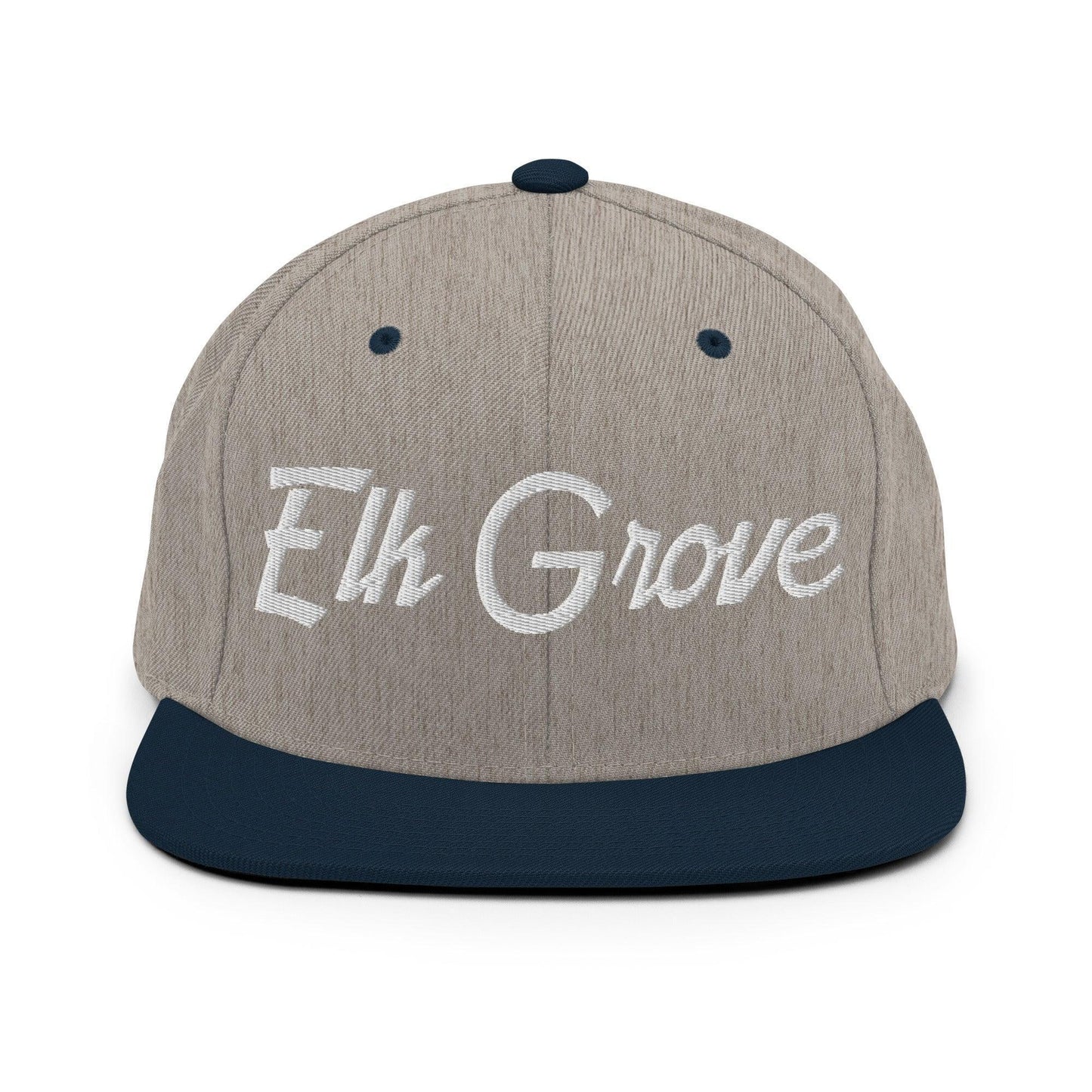 Elk Grove Script Snapback Hat Heather Grey/ Navy