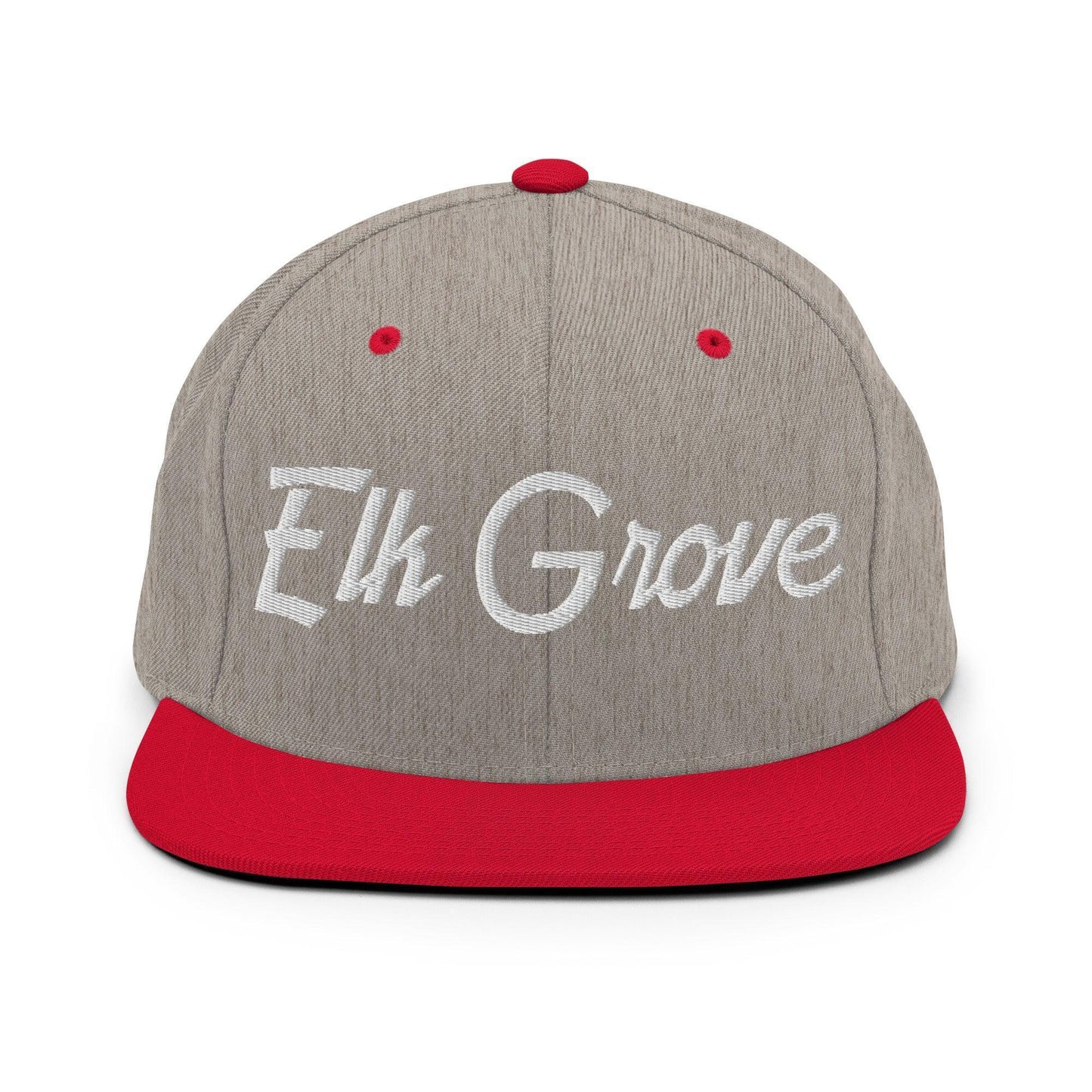 Elk Grove Script Snapback Hat Heather Grey/ Red