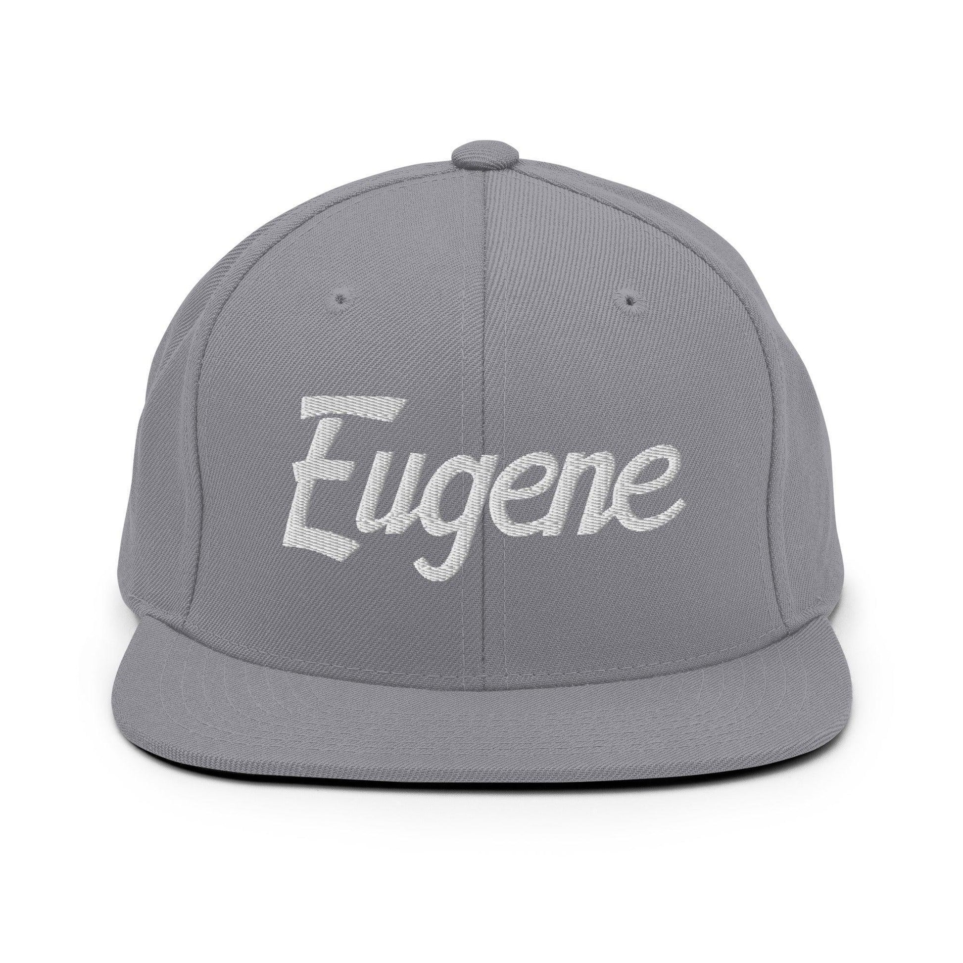 Eugene Script Snapback Hat Silver