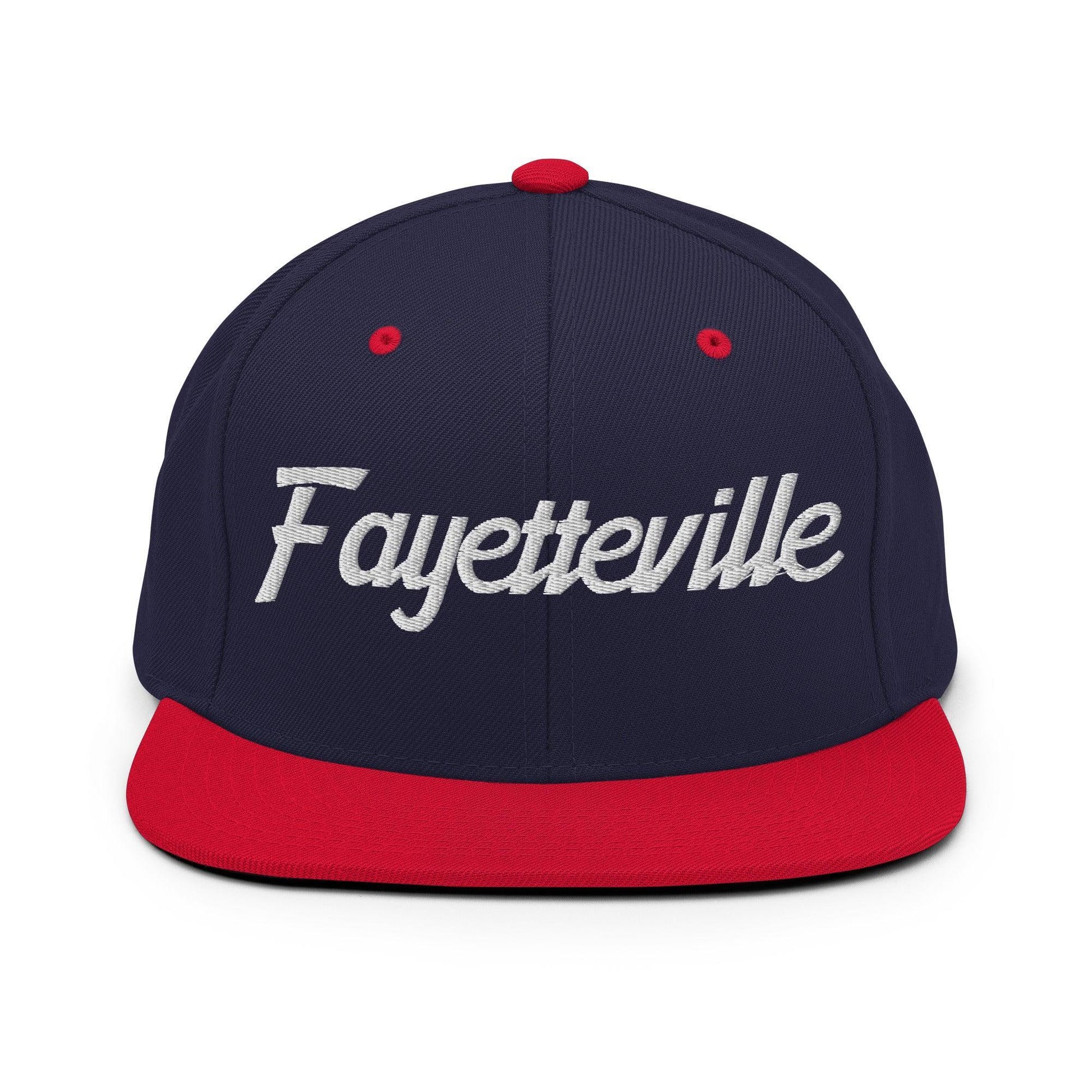 Fayetteville Script Snapback Hat Navy/ Red