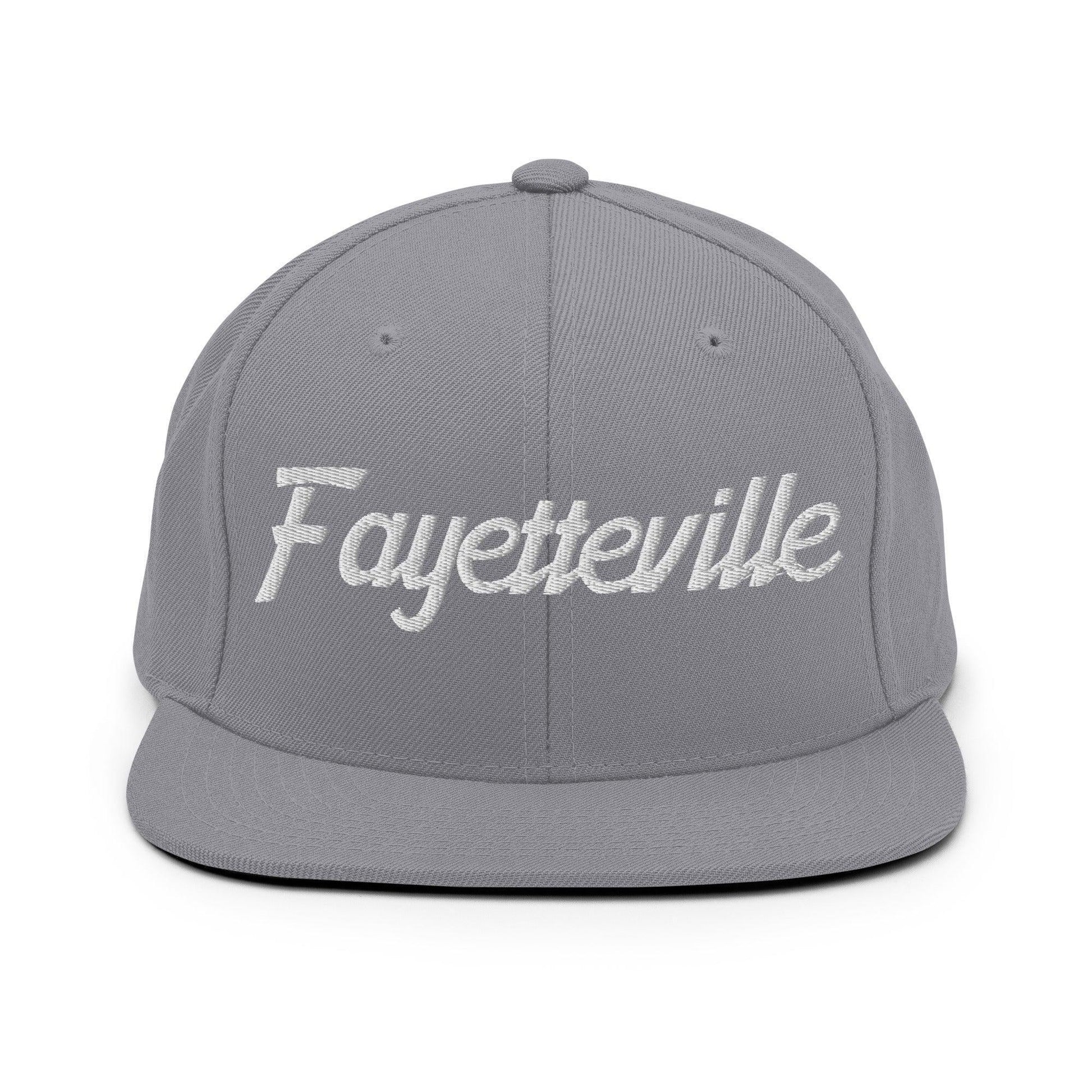 Fayetteville Script Snapback Hat Silver