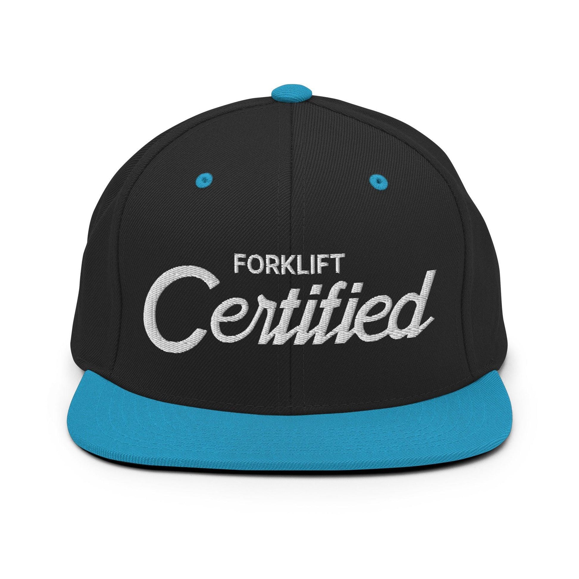 Forklift Certified Script Snapback Hat Black/ Teal