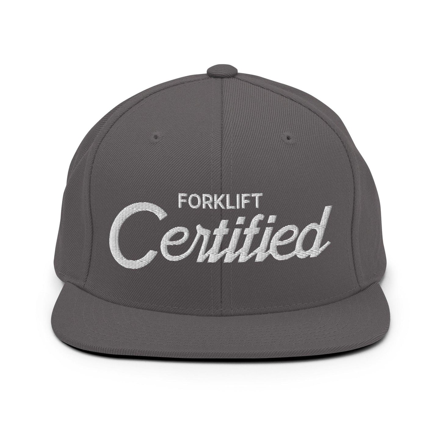 Forklift Certified Script Snapback Hat Dark Grey