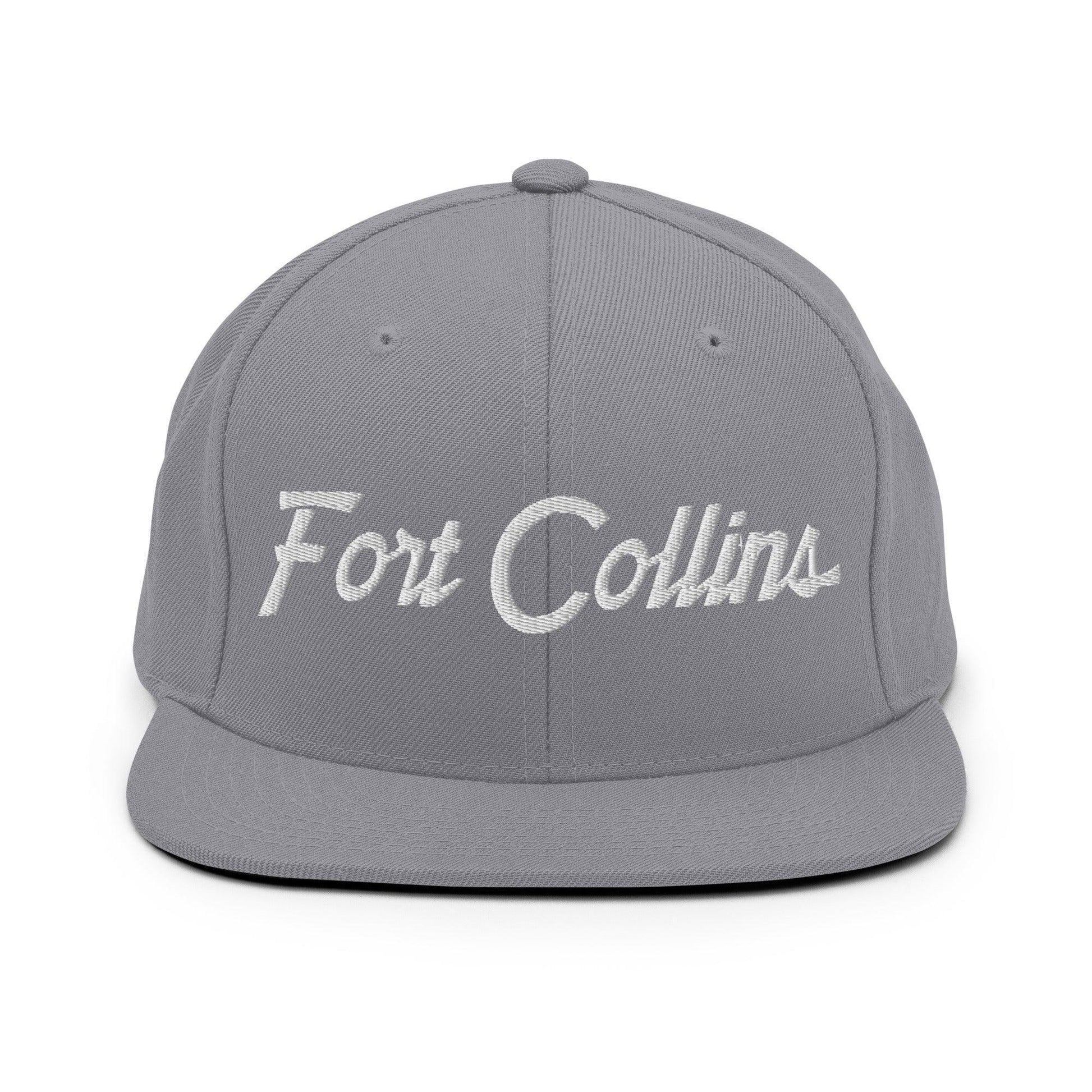 Fort Collins Script Snapback Hat Silver