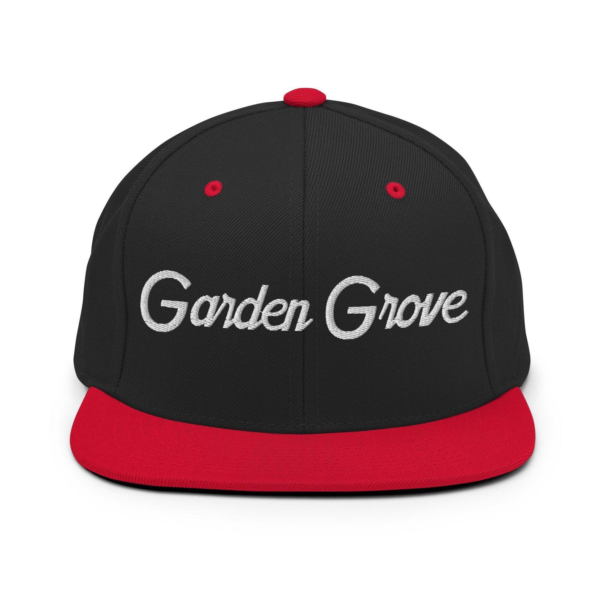Garden Grove Script Snapback Hat Black/ Red