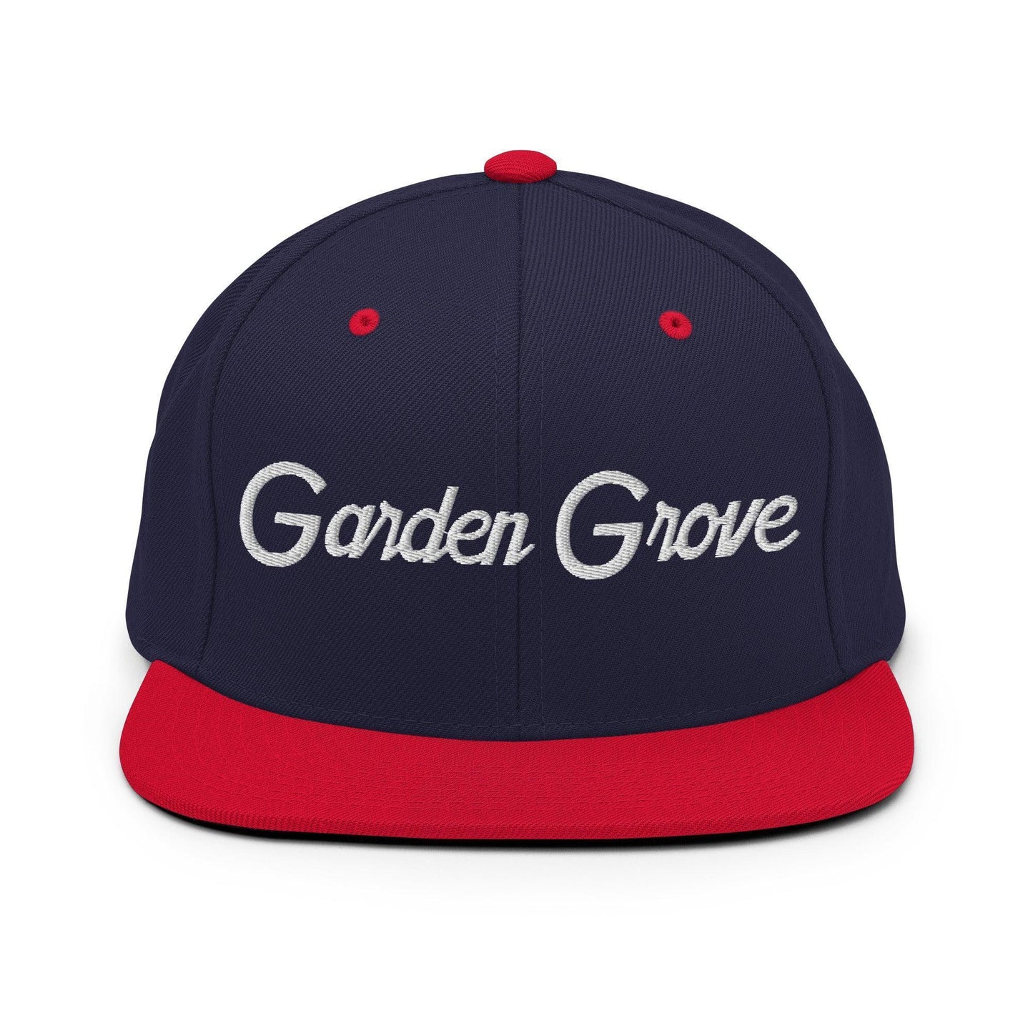 Garden Grove Script Snapback Hat Navy/ Red
