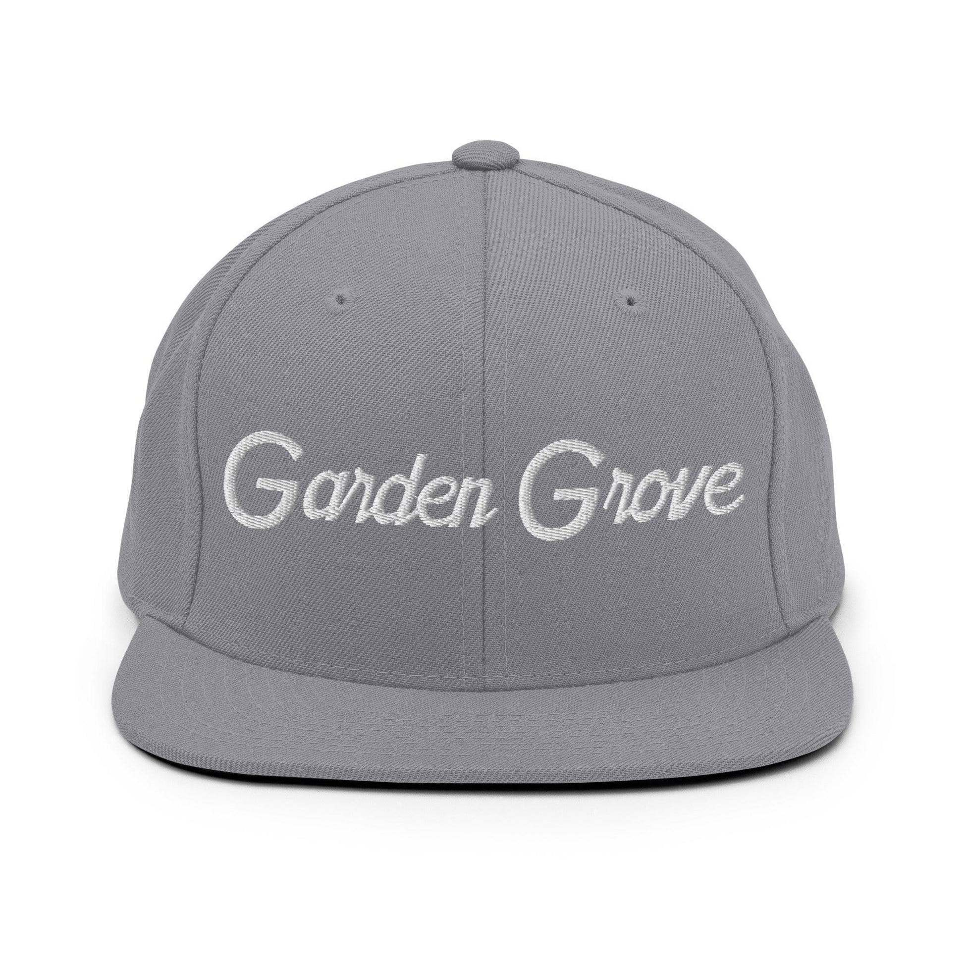 Garden Grove Script Snapback Hat Silver