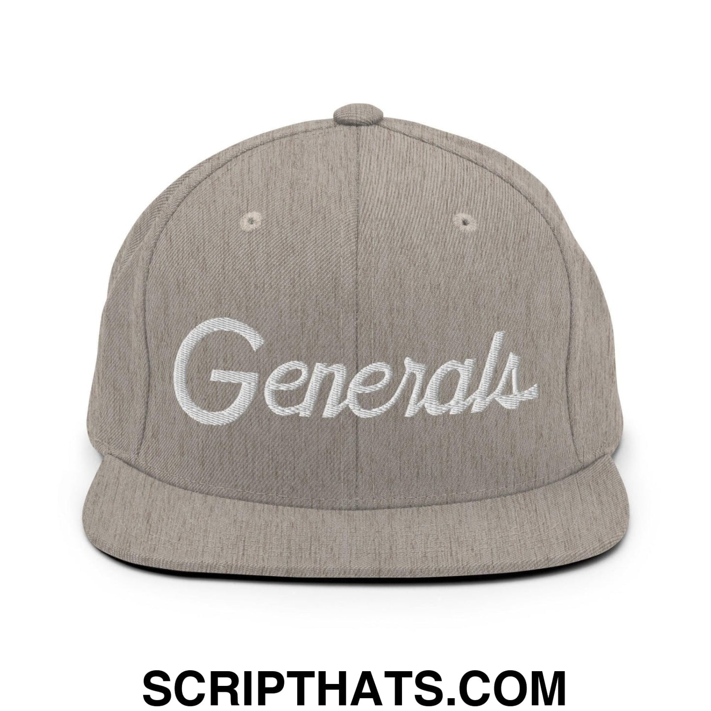 Generals School Mascot Script Snapback Hat Heather Grey