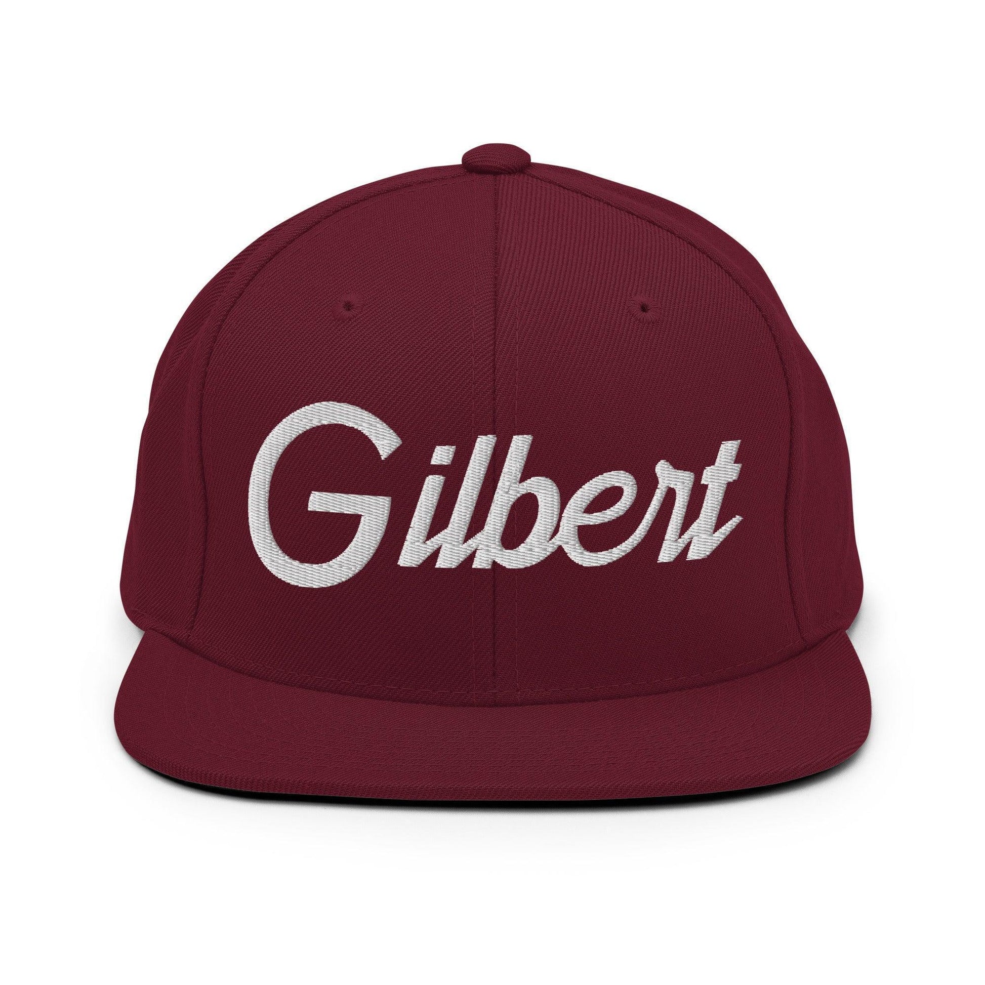 Gilbert Script Snapback Hat Maroon