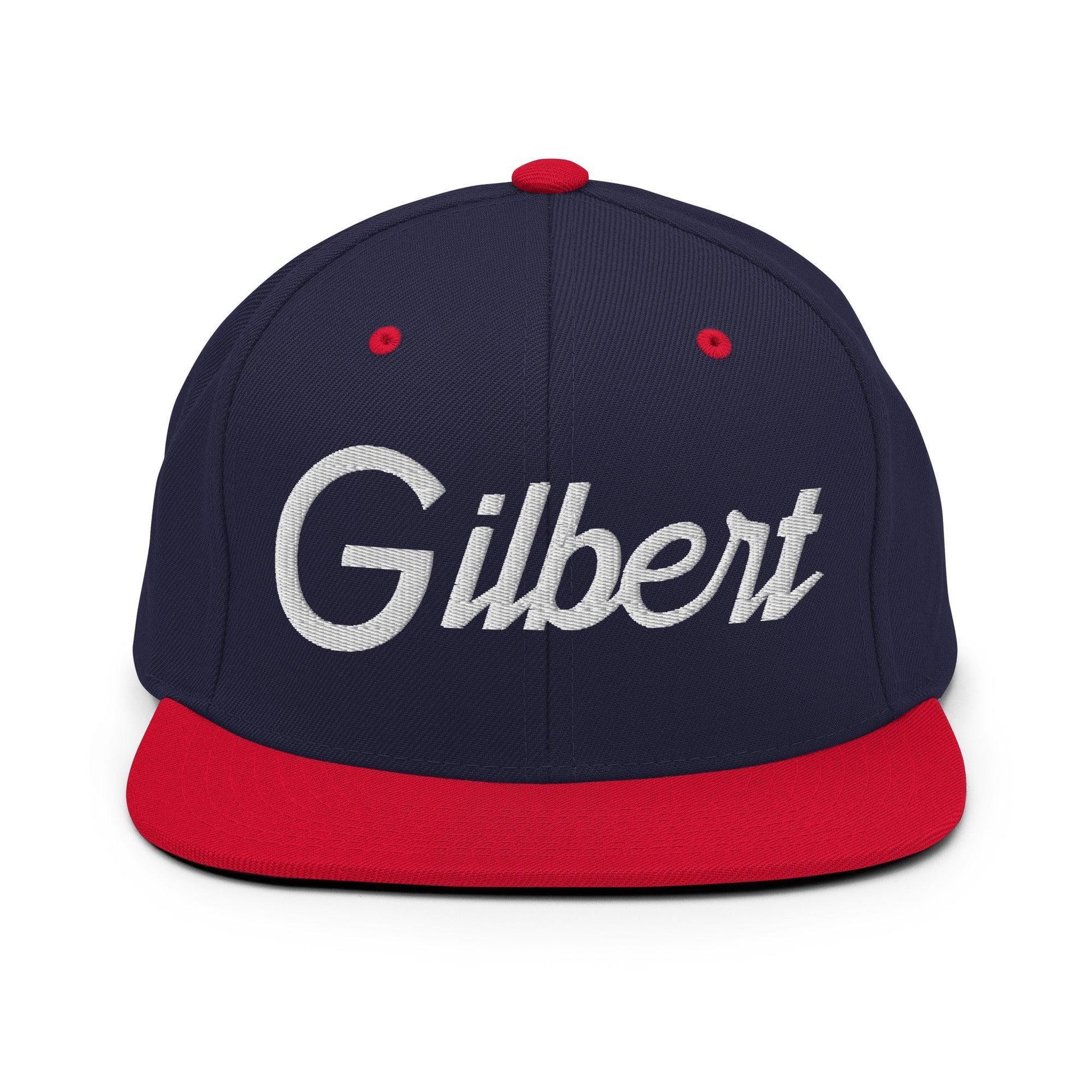 Gilbert Script Snapback Hat Navy/ Red