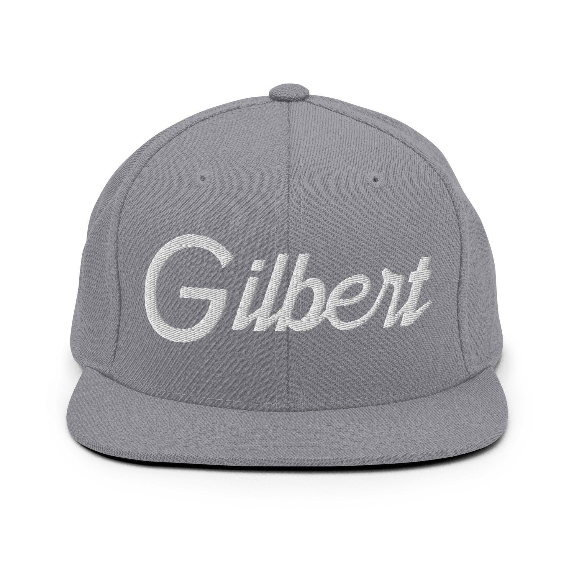 Gilbert Script Snapback Hat Silver