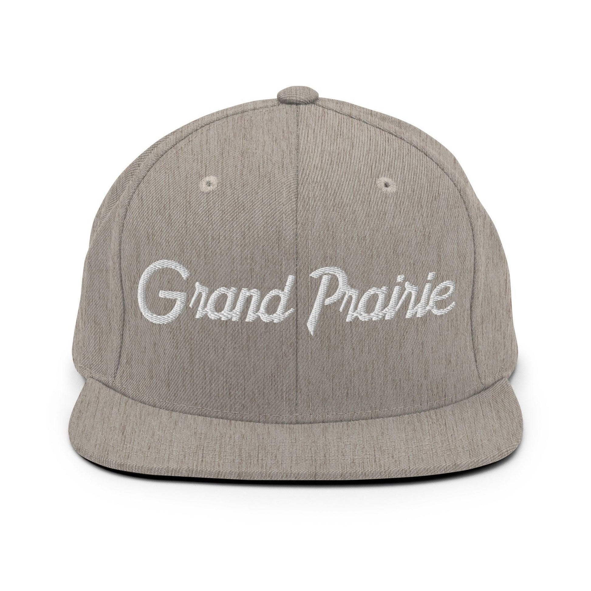 Grand Prairie Script Snapback Hat Heather Grey