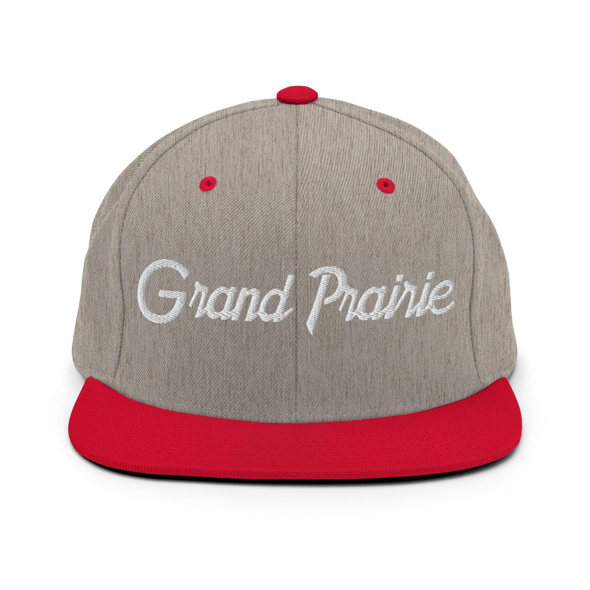 Grand Prairie Script Snapback Hat Heather Grey/ Red