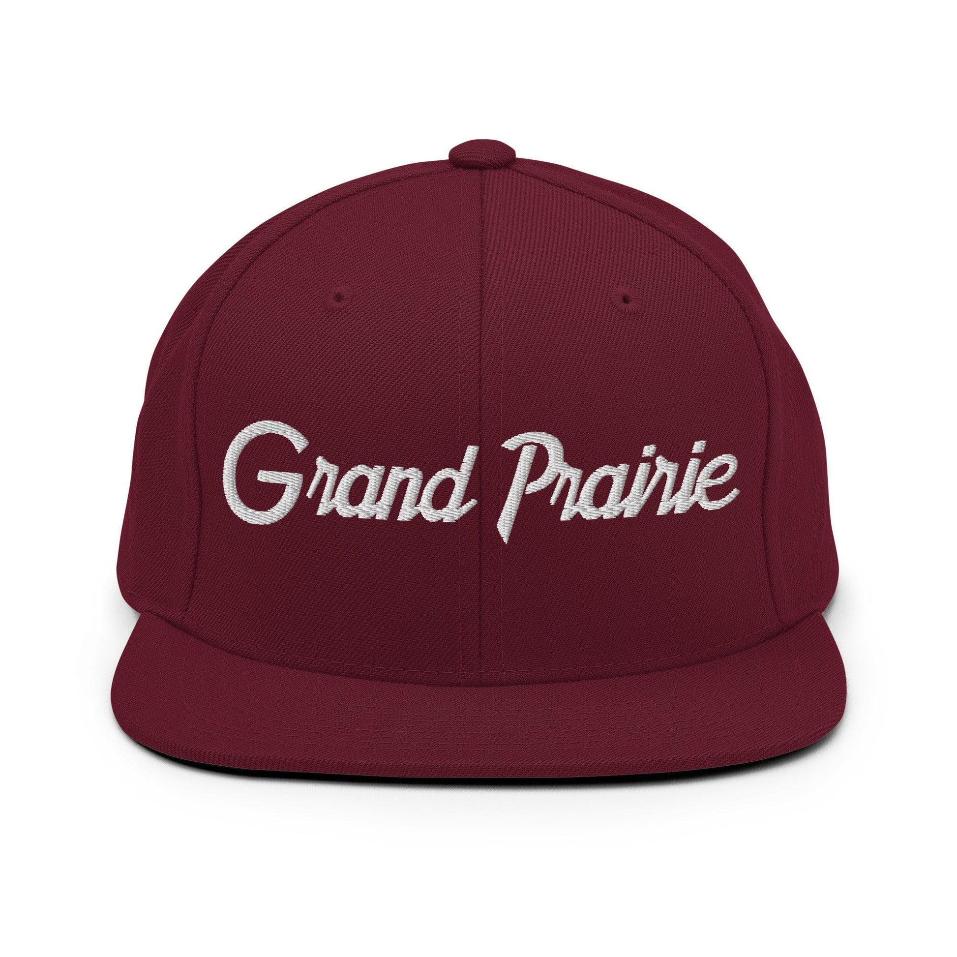 Grand Prairie Script Snapback Hat Maroon