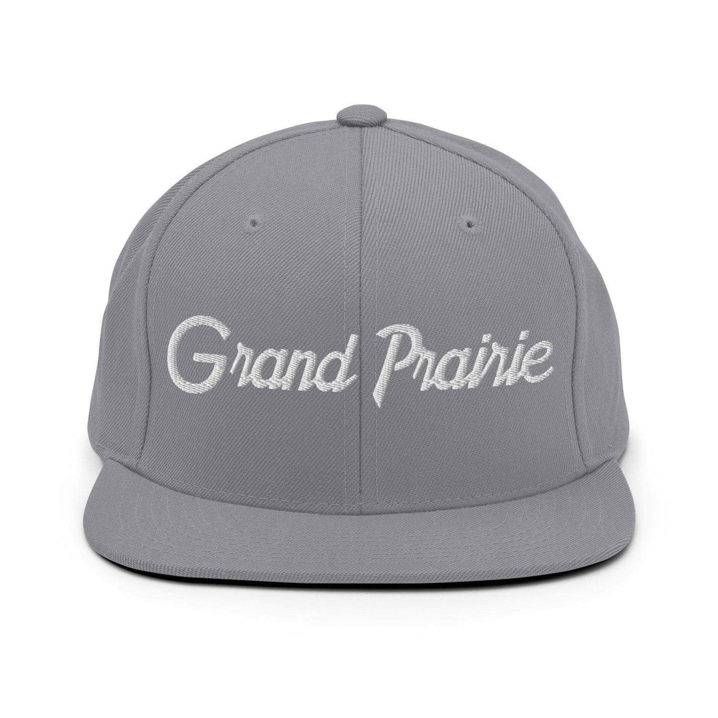 Grand Prairie Script Snapback Hat Silver
