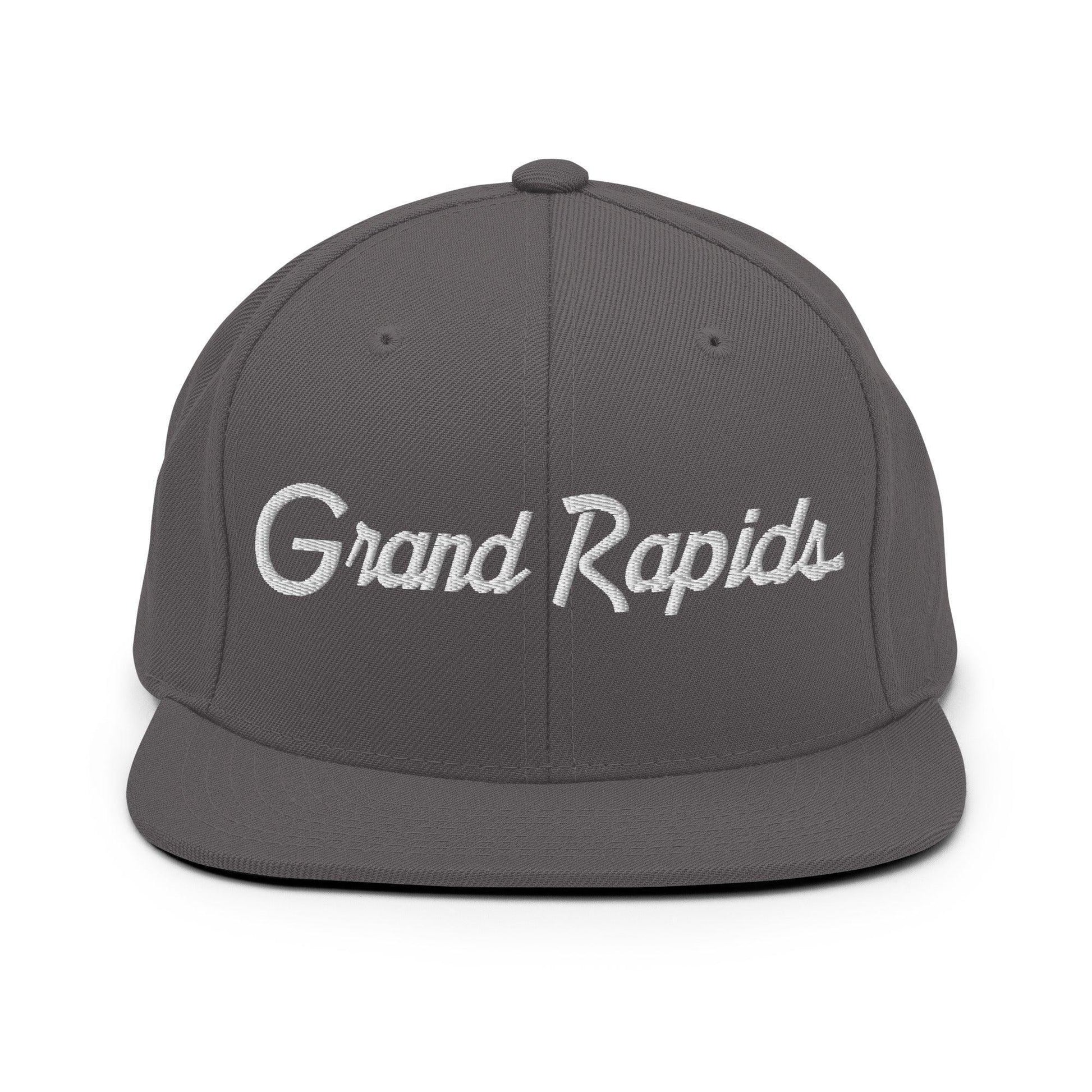 Grand Rapids Script Snapback Hat Dark Grey