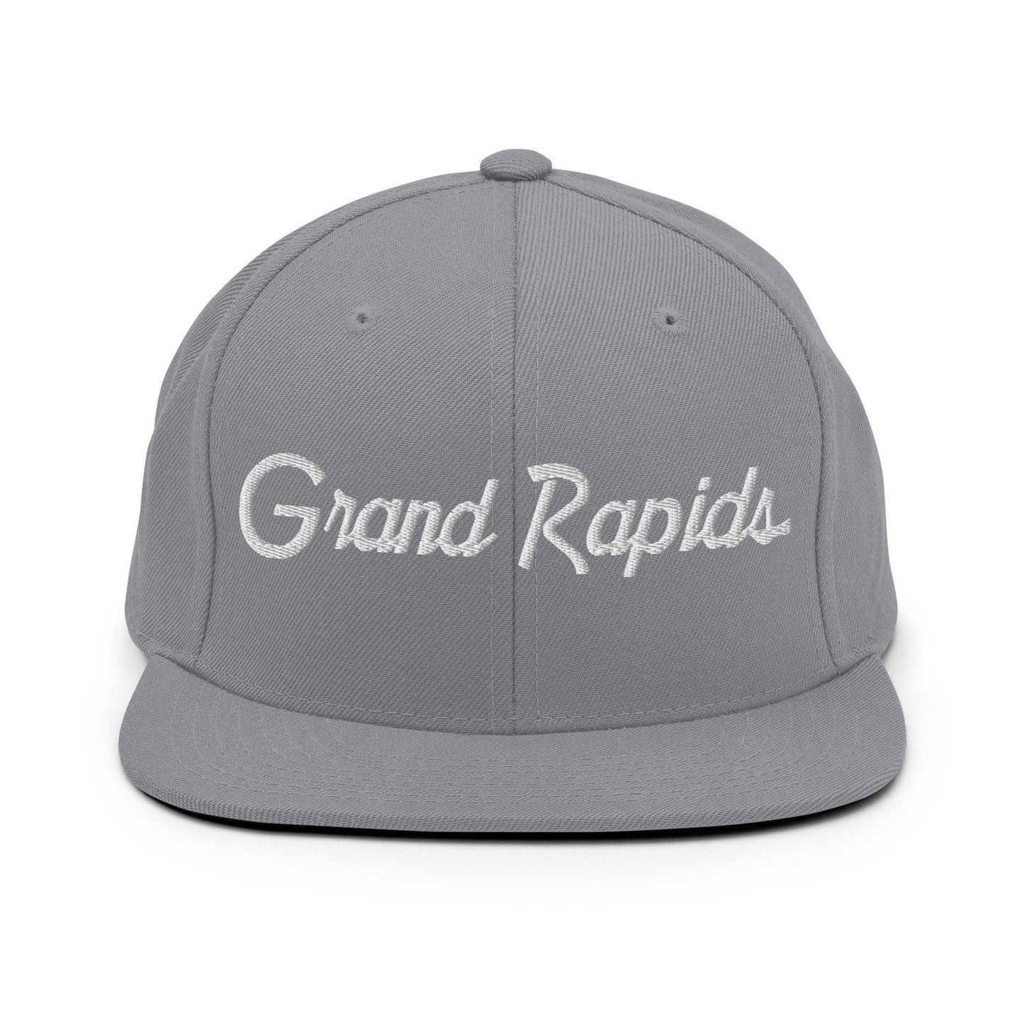 Grand Rapids Script Snapback Hat Silver