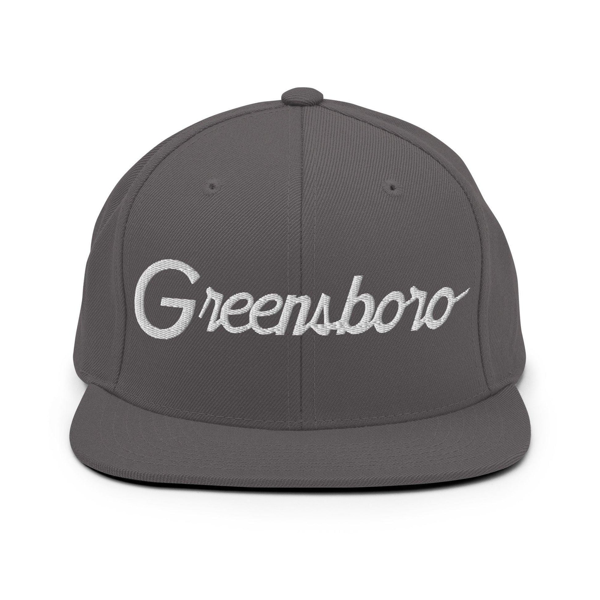 Greensboro Script Snapback Hat Dark Grey