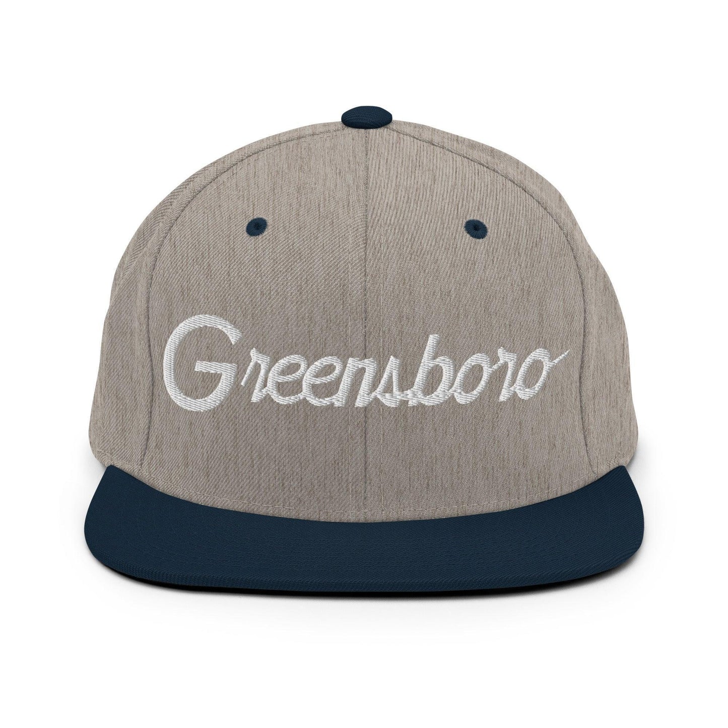 Greensboro Script Snapback Hat Heather Grey/ Navy
