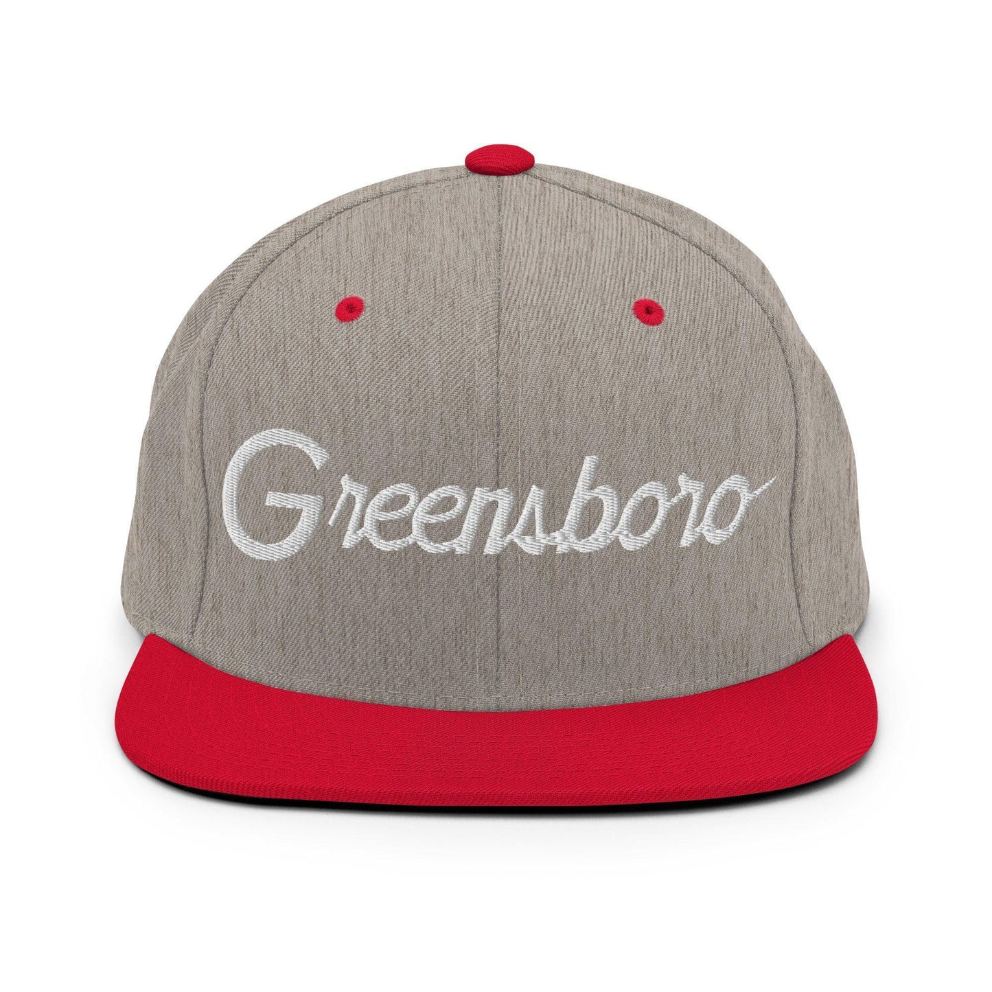 Greensboro Script Snapback Hat Heather Grey/ Red