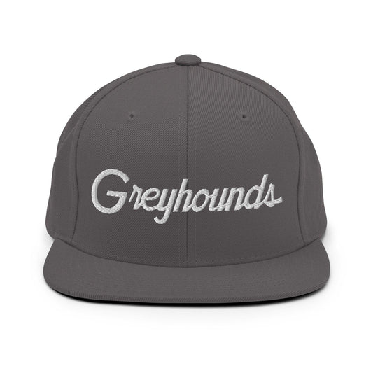 Greyhounds School Mascot Script Snapback Hat Dark Grey