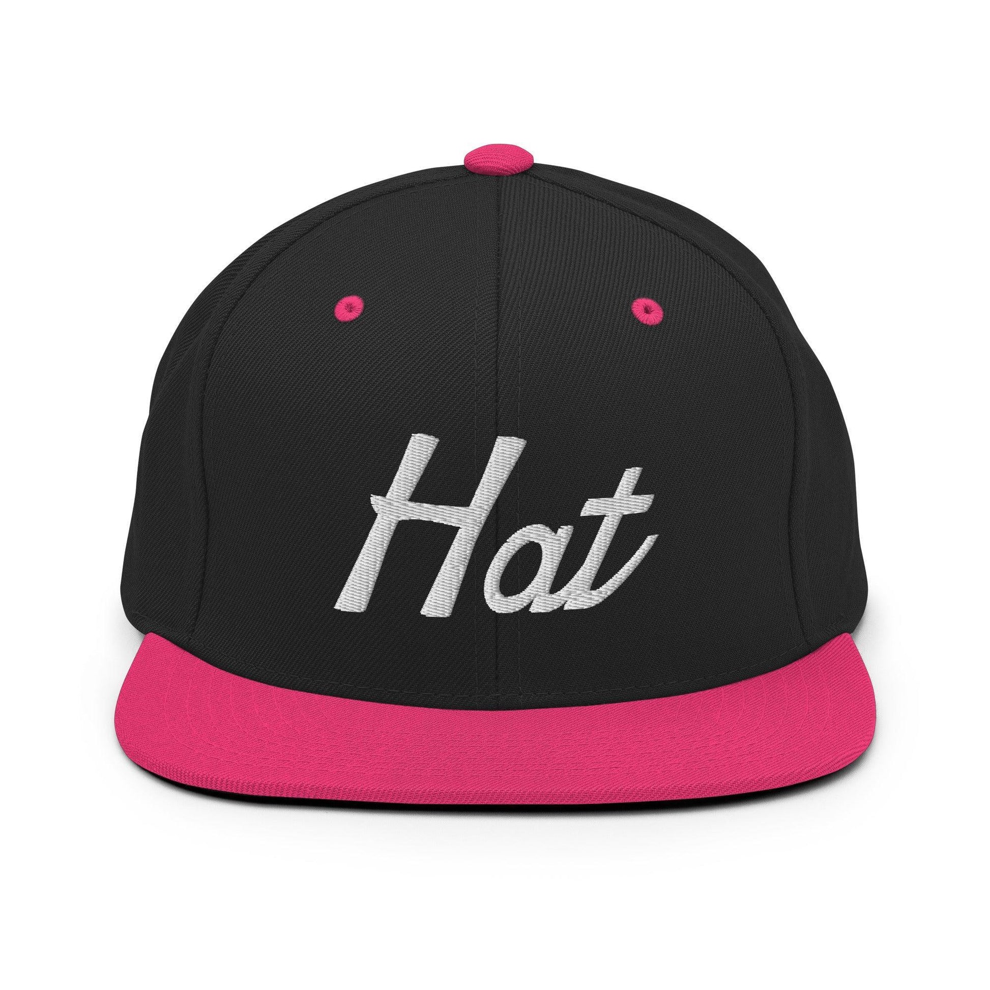 Hat Trick Script Snapback Hat Black/ Neon Pink