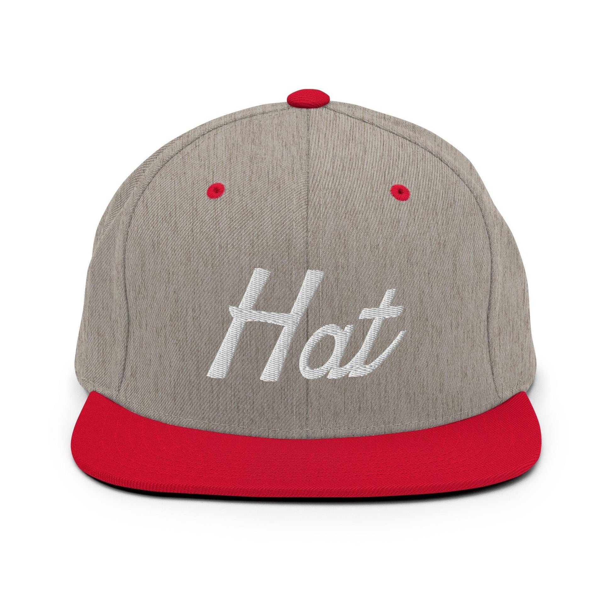 Hat Trick Script Snapback Hat Heather Grey/ Red