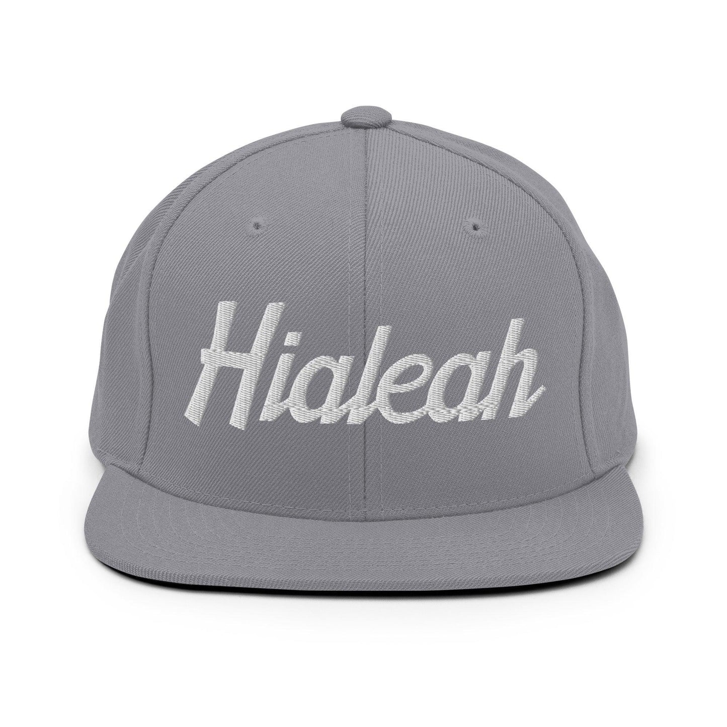 Hialeah Script Snapback Hat Silver