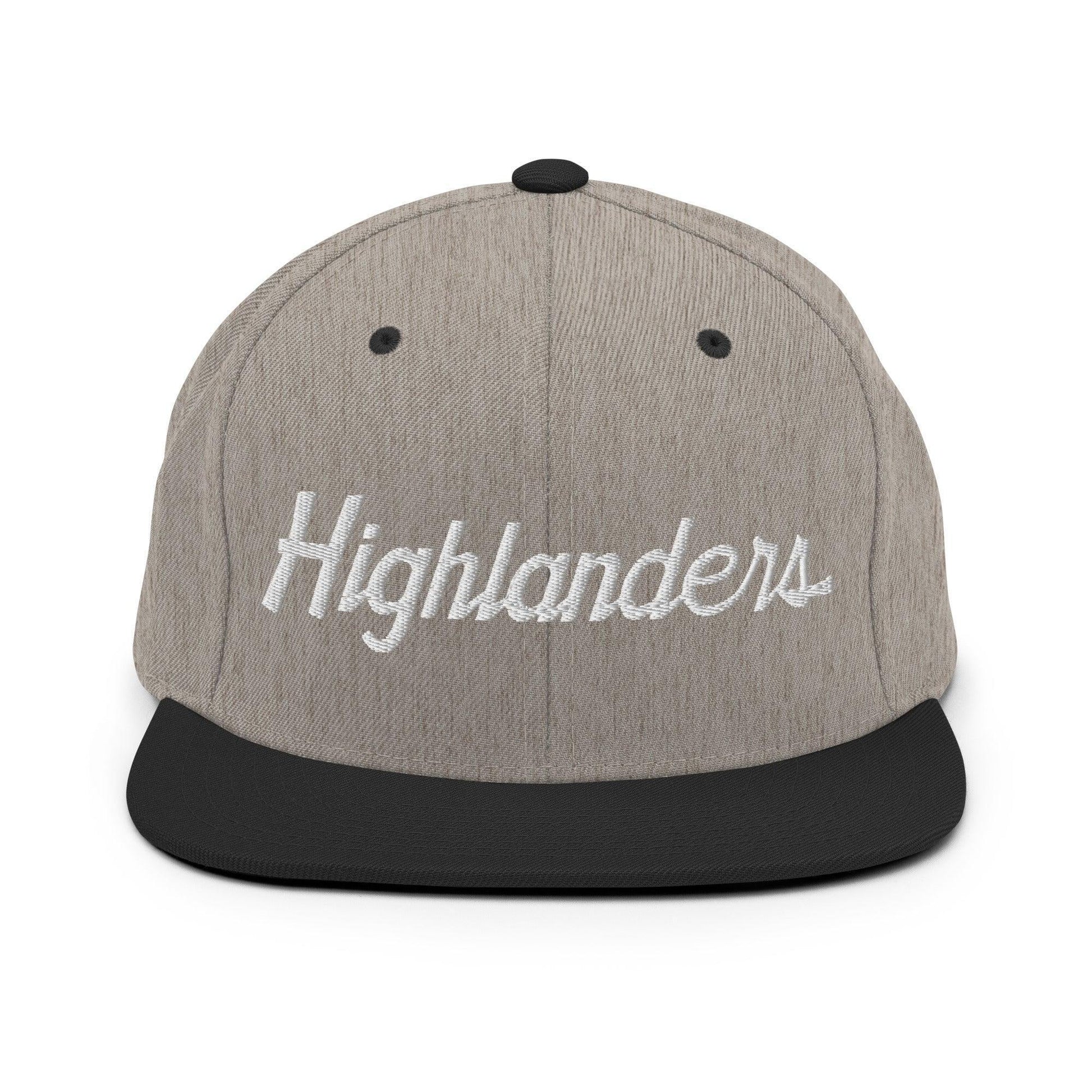 Highlanders School Mascot Script Snapback Hat Heather/Black