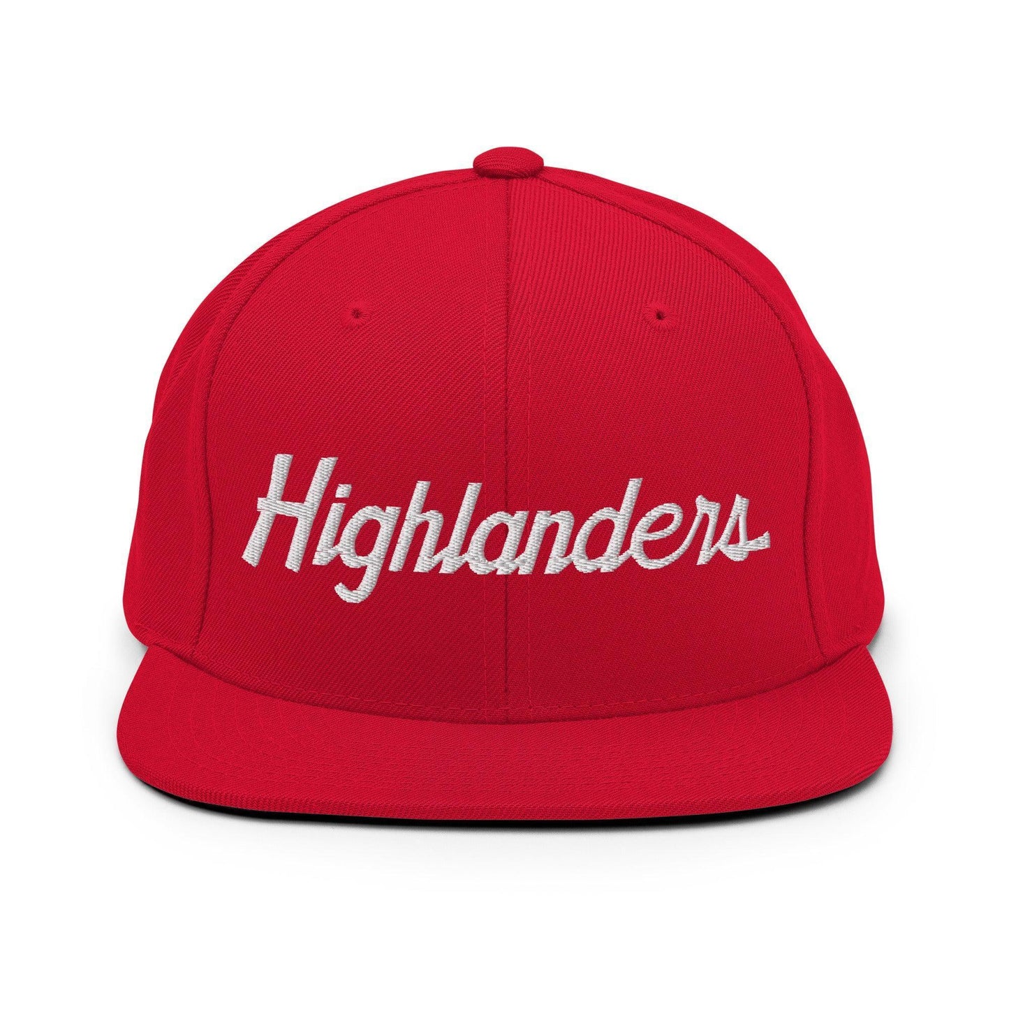 Highlanders School Mascot Script Snapback Hat Red
