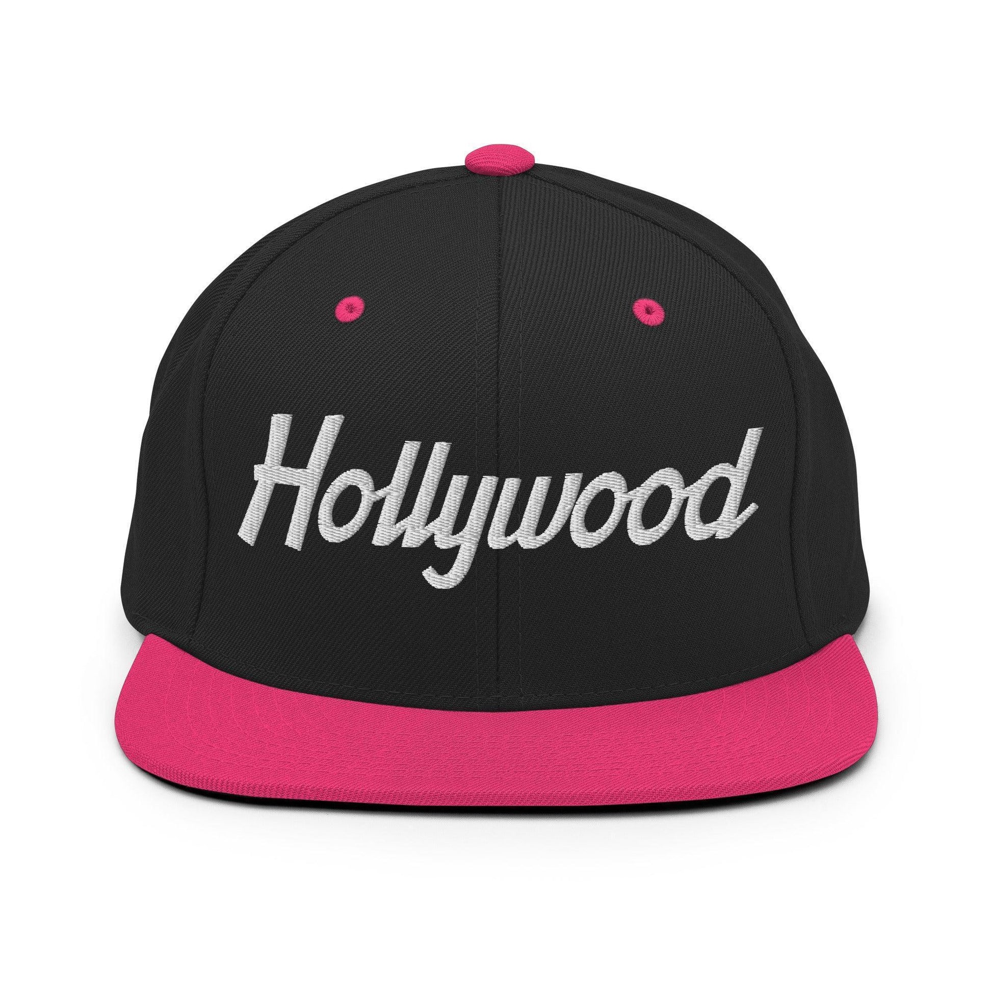 Hollywood Script Snapback Hat Black/ Neon Pink