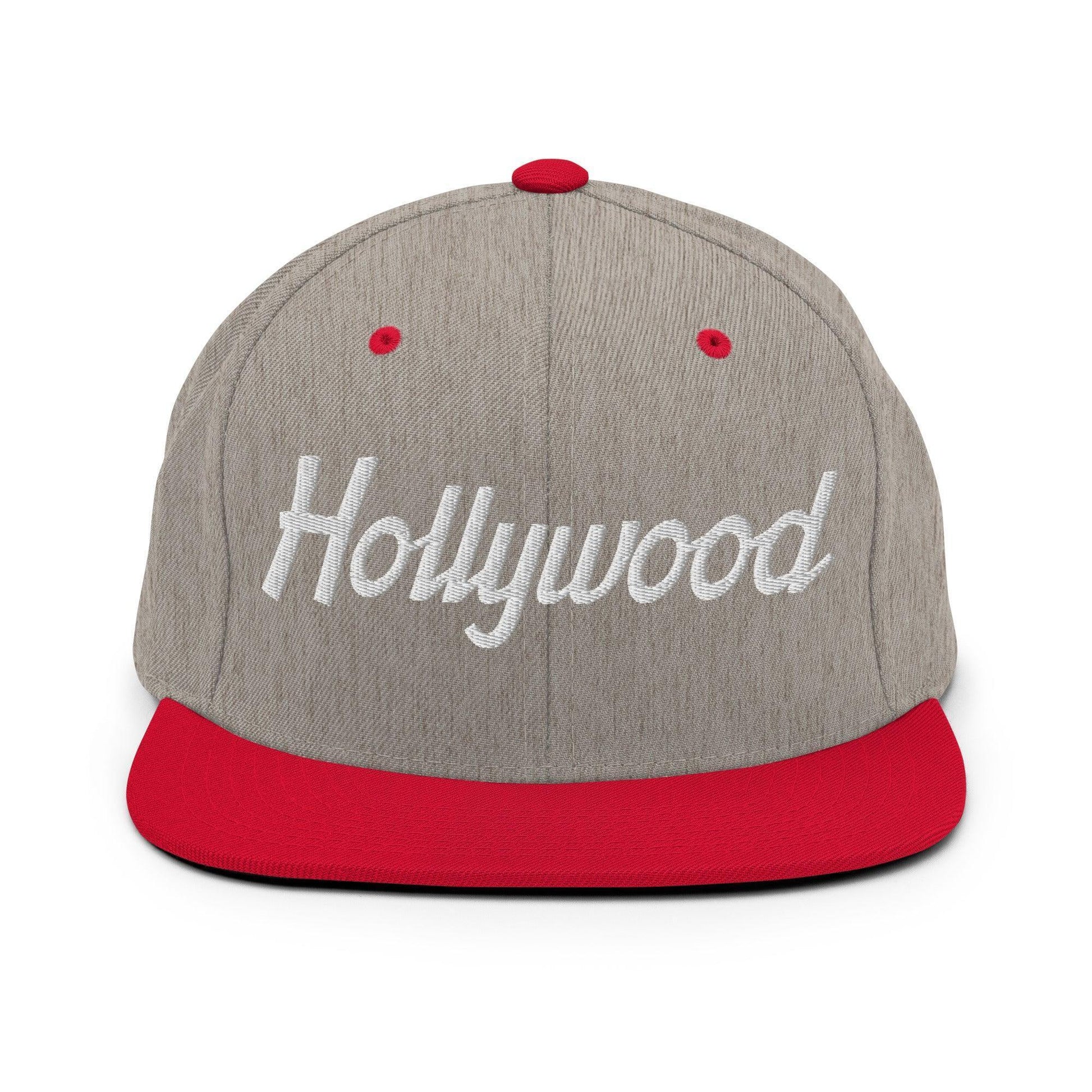 Hollywood Script Snapback Hat Heather Grey/ Red