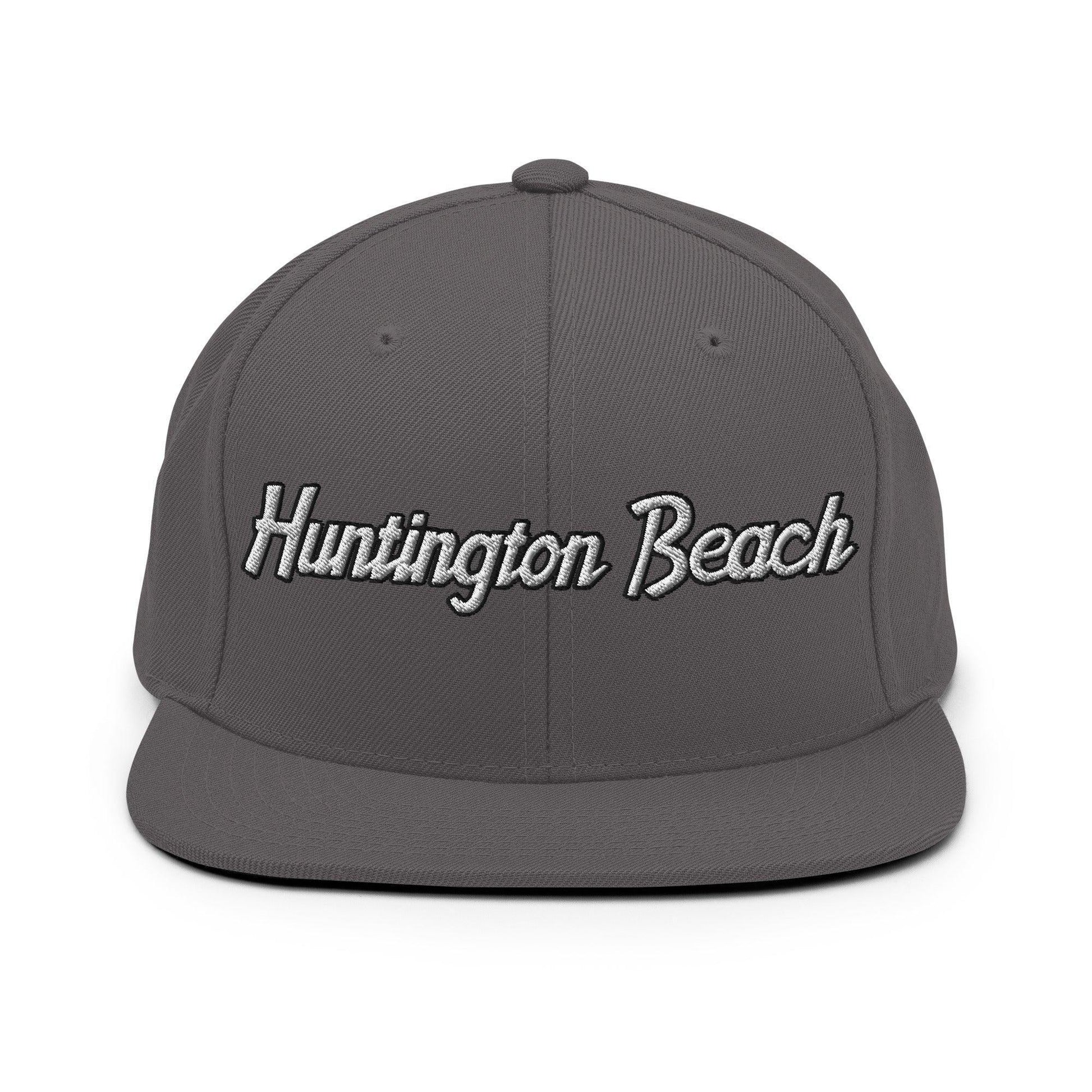 Huntington Beach Script Snapback Hat Dark Grey