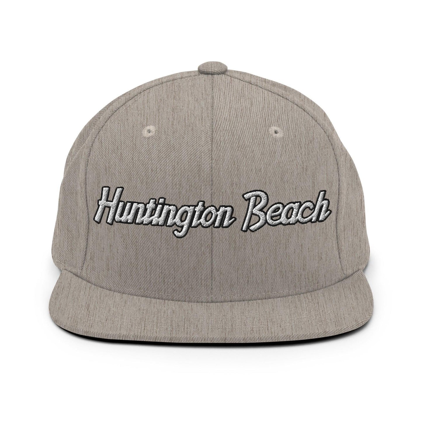 Huntington Beach Script Snapback Hat Heather Grey