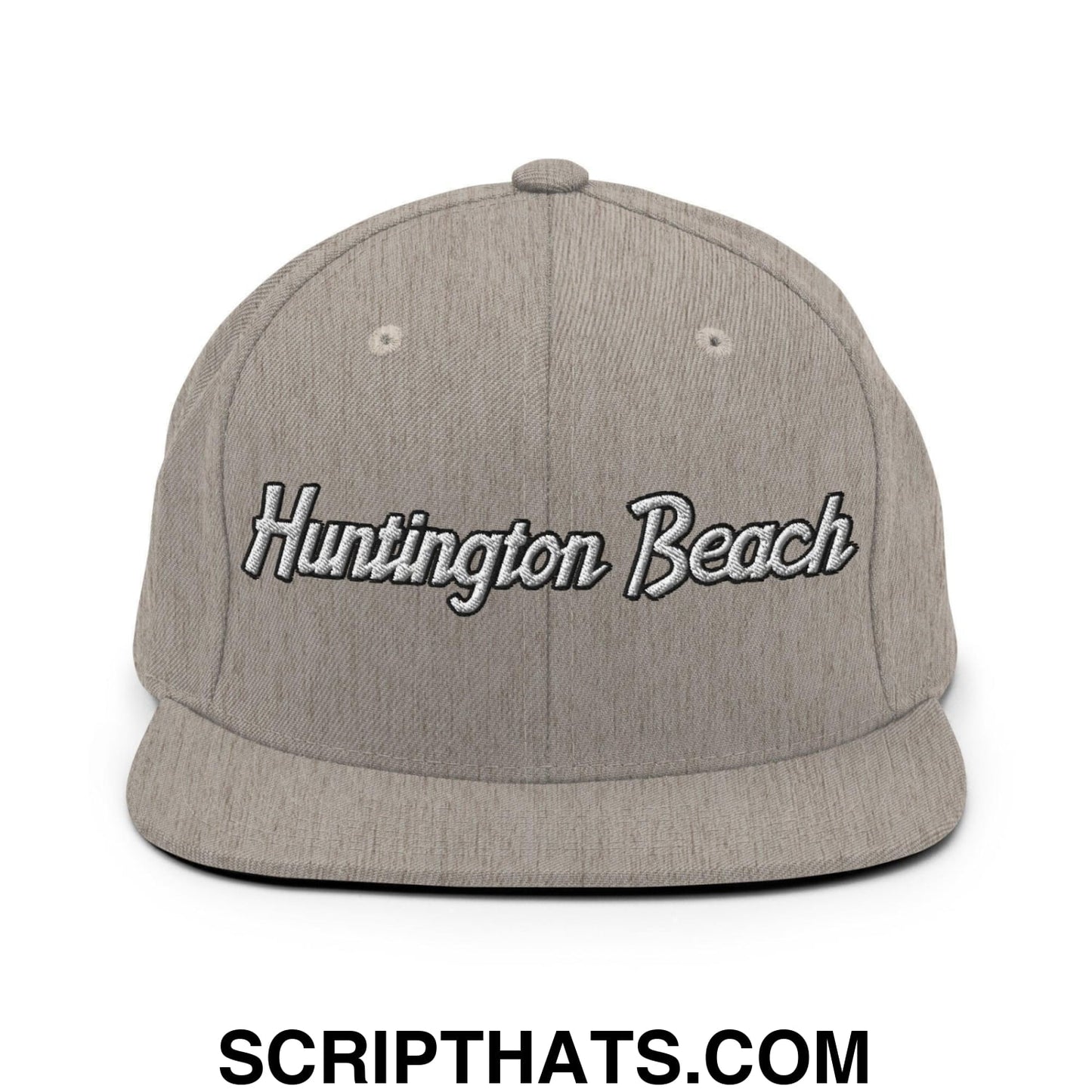 Huntington Beach Script Snapback Hat Heather Grey