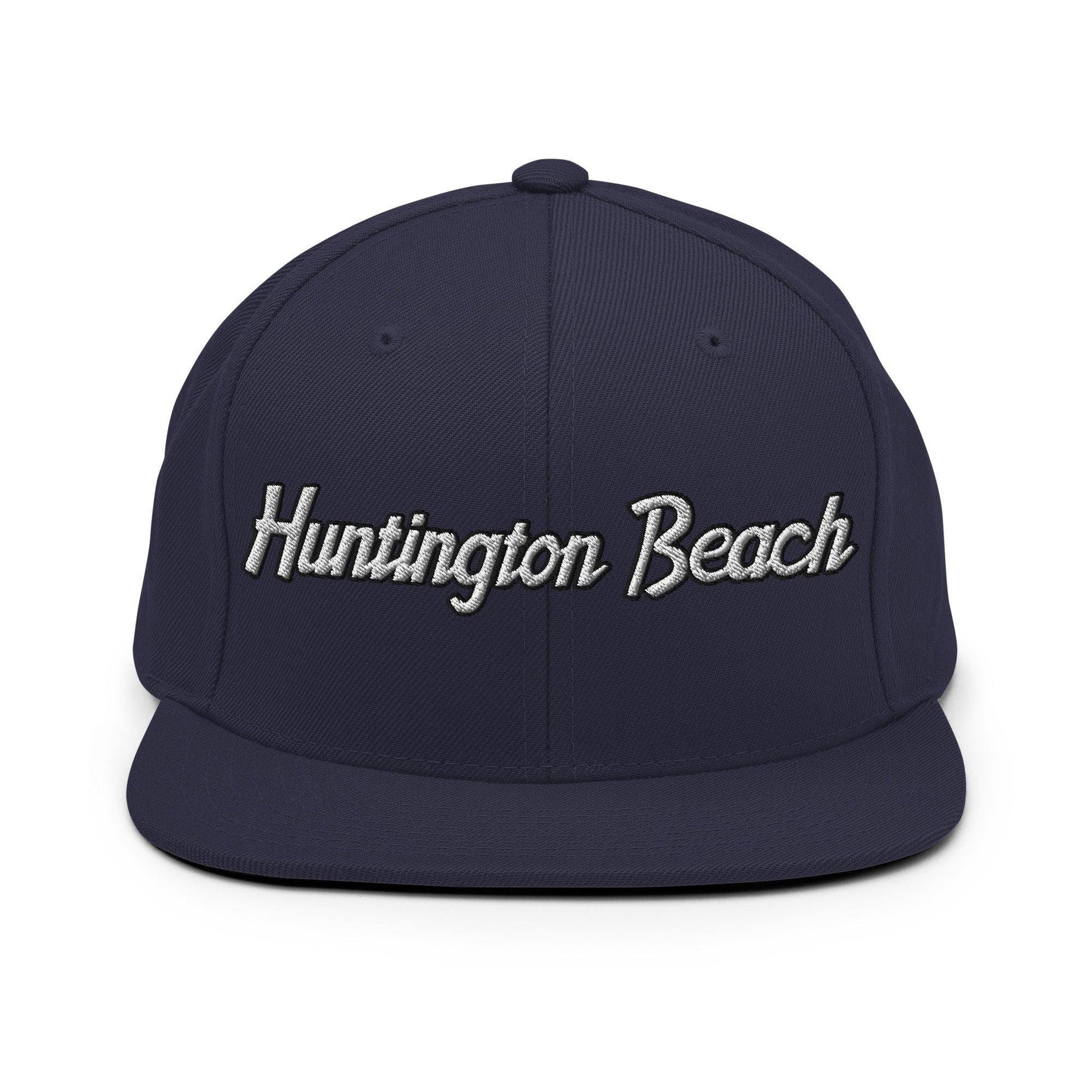 Huntington Beach Script Snapback Hat Navy