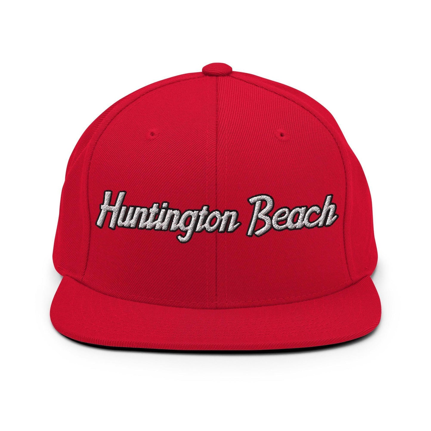 Huntington Beach Script Snapback Hat Red