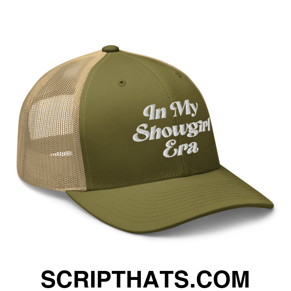 In My Showgirl Era Embroidered Mesh Trucker Hat Moss Khaki