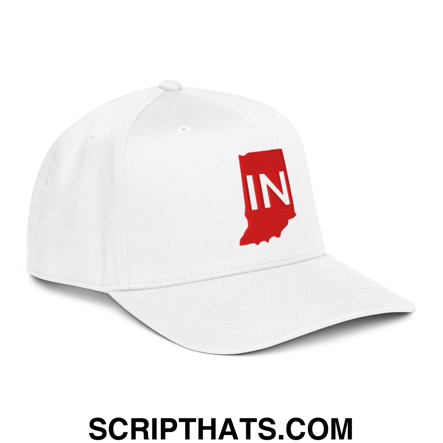 Indiana State IN Embroidered Baseball Snapback Hat White