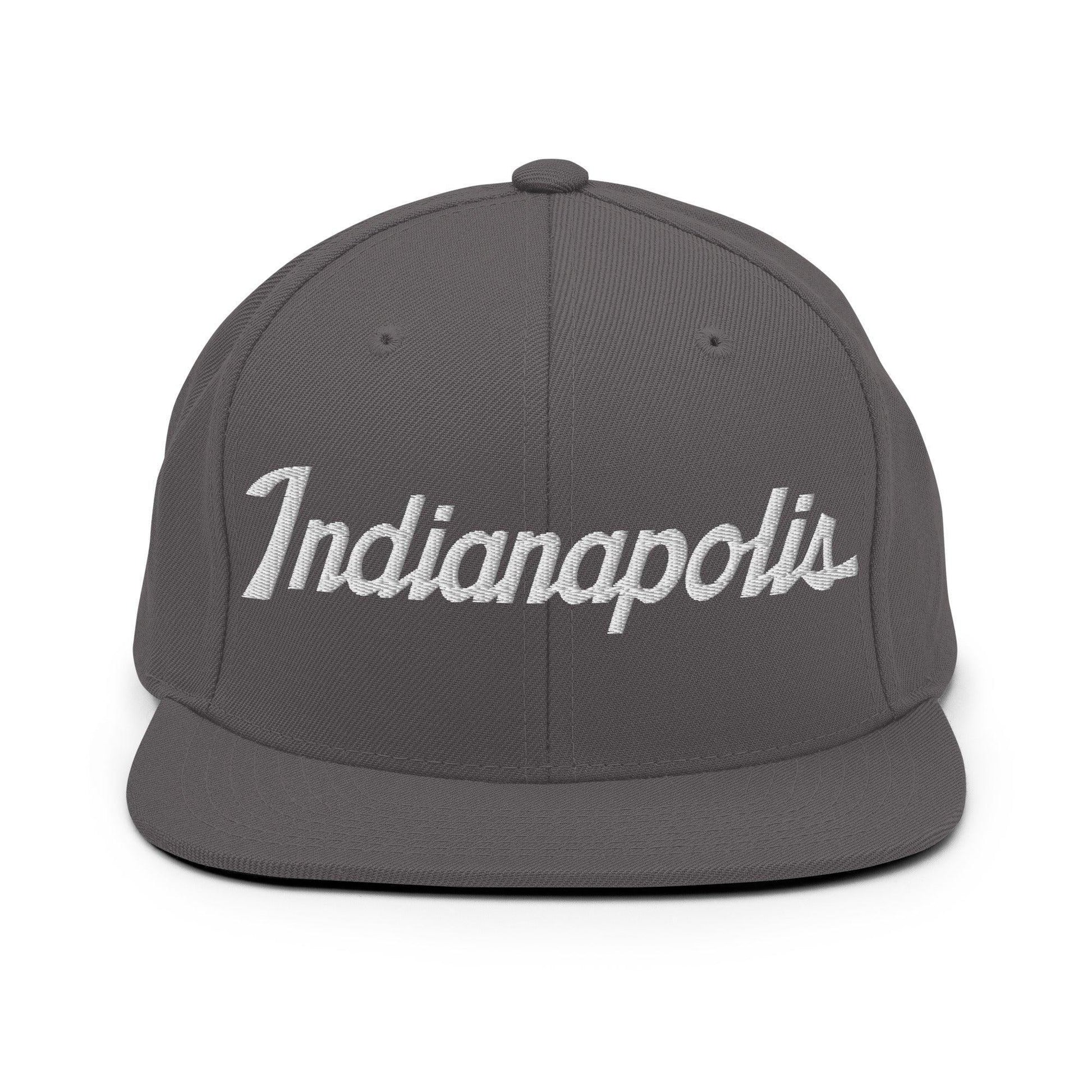 Indianapolis Script Snapback Hat Dark Grey