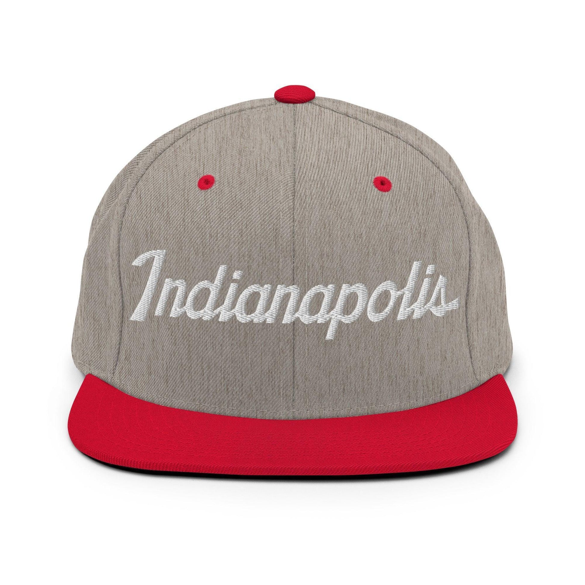 Indianapolis Script Snapback Hat Heather Grey/ Red